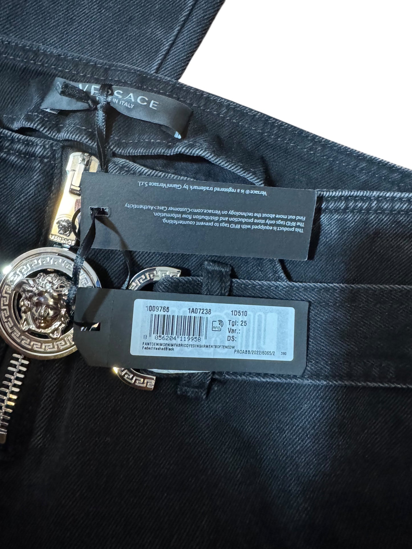 Jeans VERSACE Donna Tg 25 – Modello Flare Vita Bassa Nero con Medusa