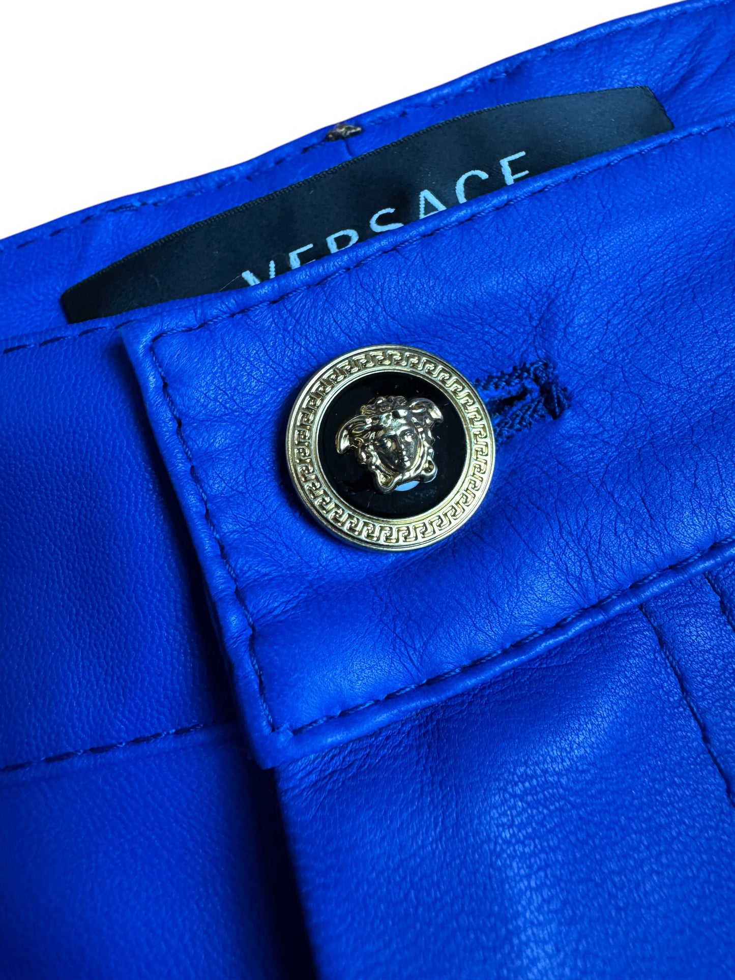 Pantaloni Cargo in Pelle Versace - Blu Elettrico - Taglia 48