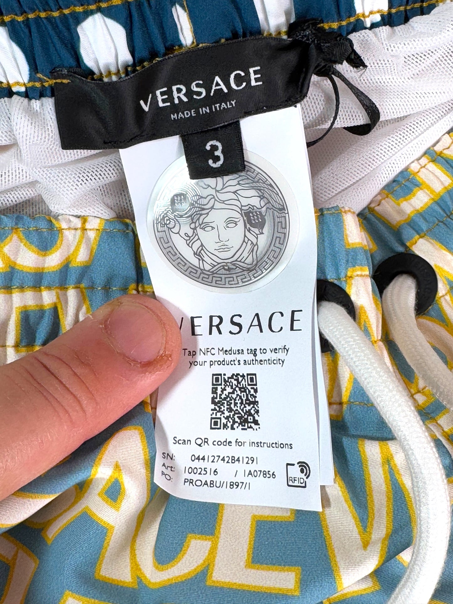 Costume da bagno uomo VERSACE stampa logo pois Medusa Tg 3