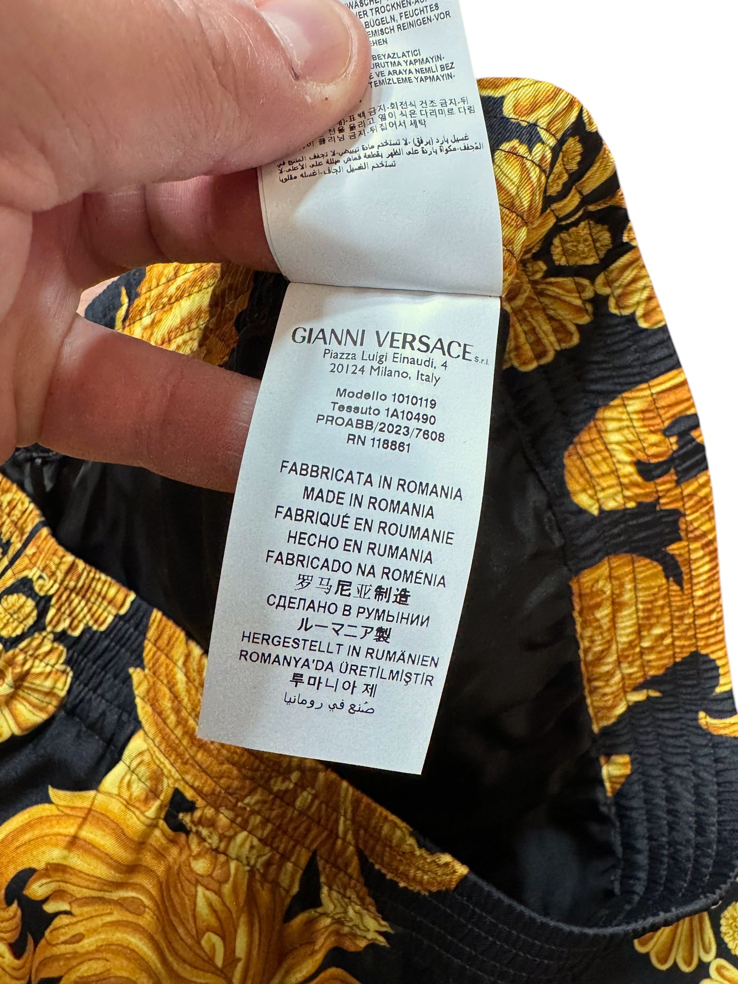 Versace Shorts Uomo Barocco Nero Oro Taglia 54
