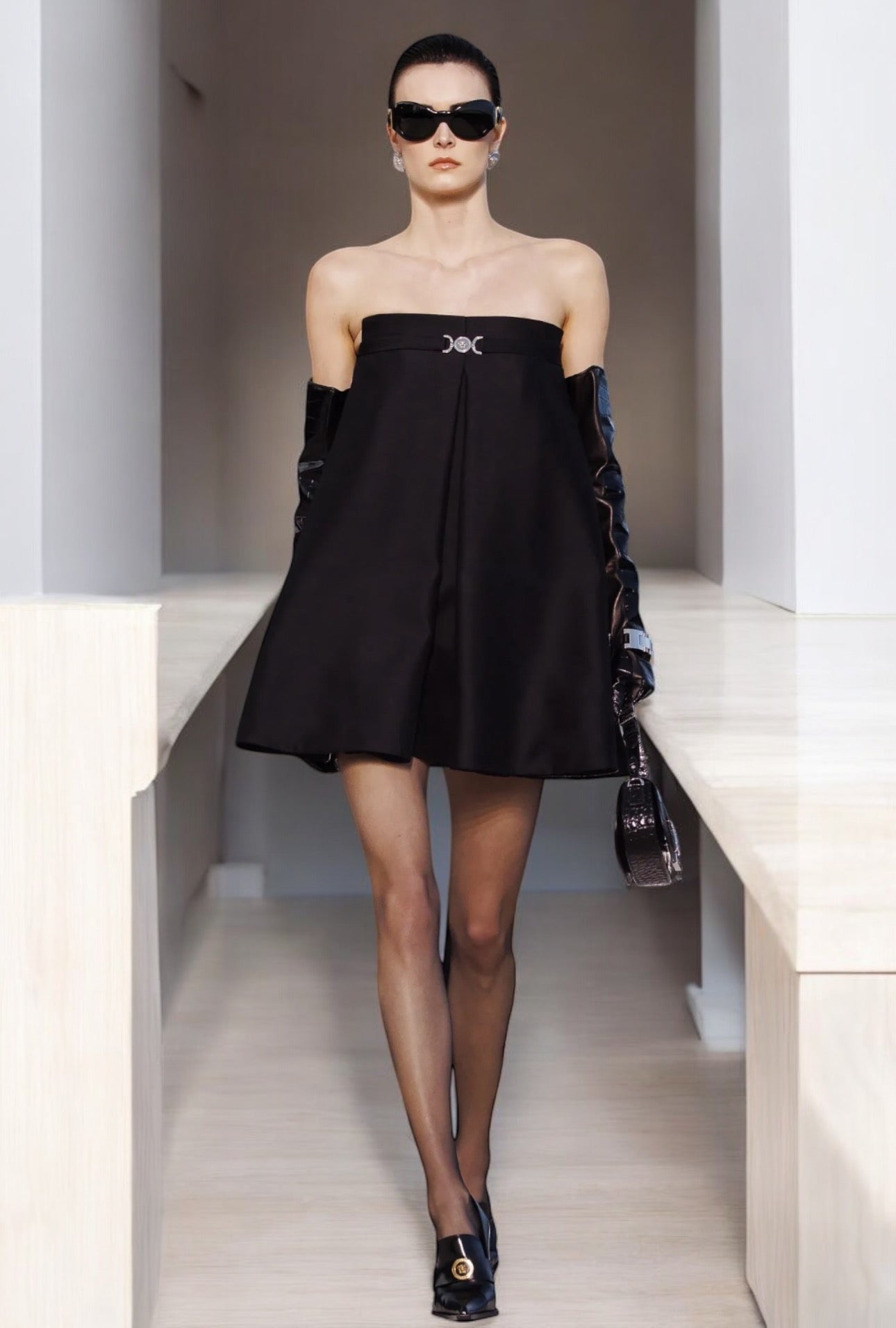 Versace mini abito a bustier in lana e seta (38)