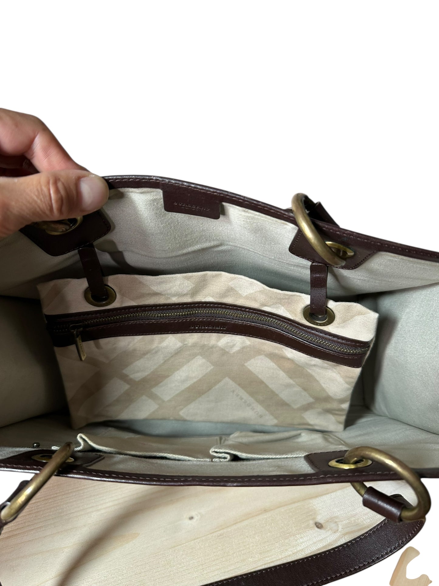 Burberry borsa vintage in tela e pelle