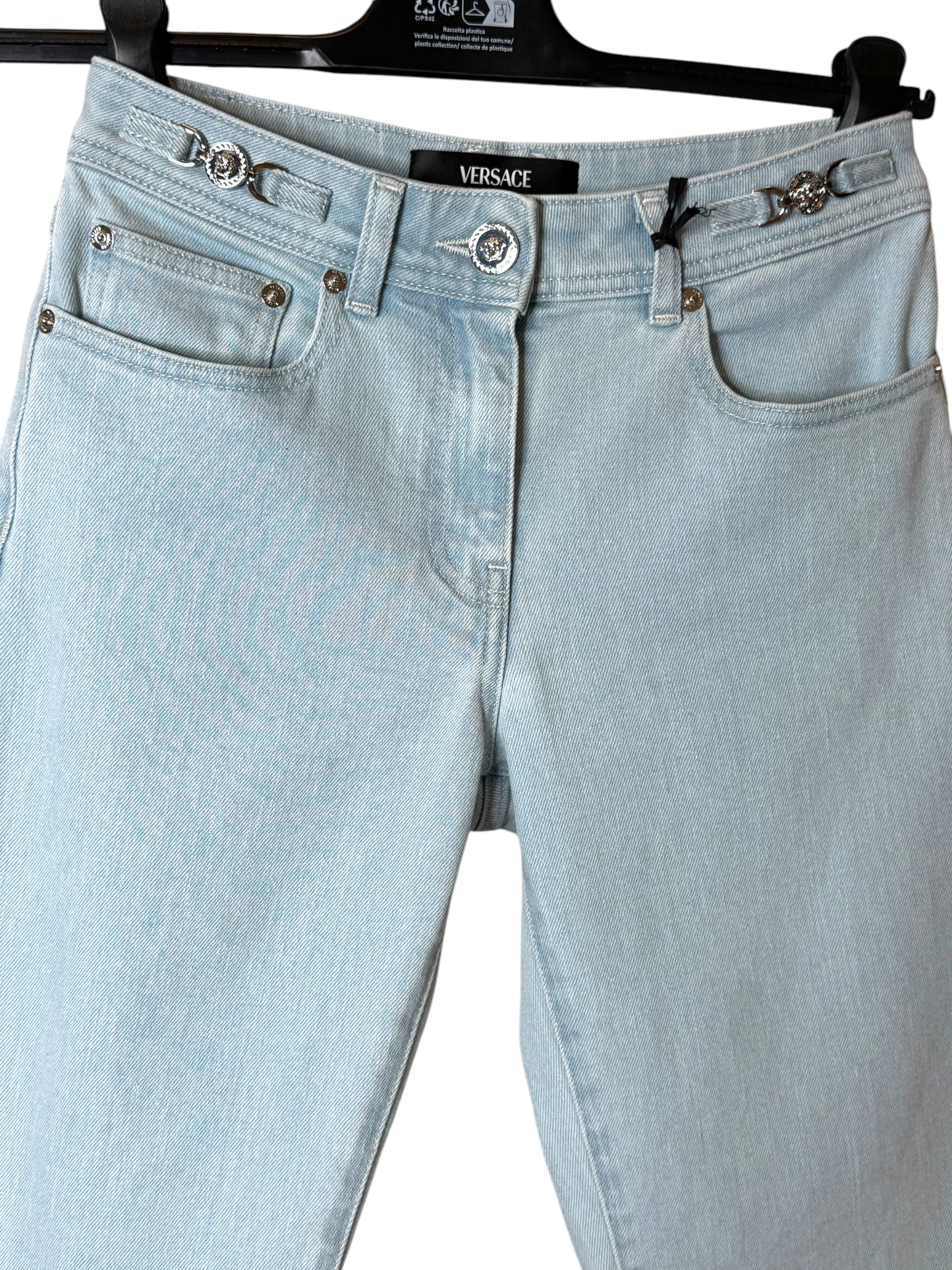 Jeans donna VERSACE skinny celeste