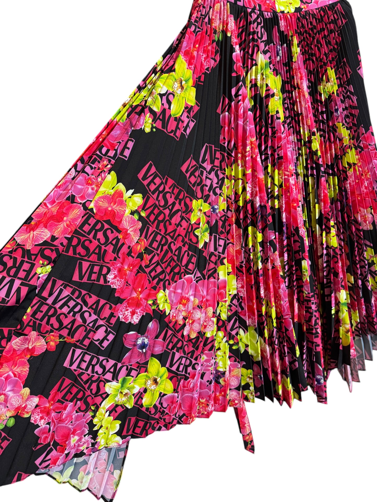 Versace Gonna Plissettata Asimmetrica Floreale