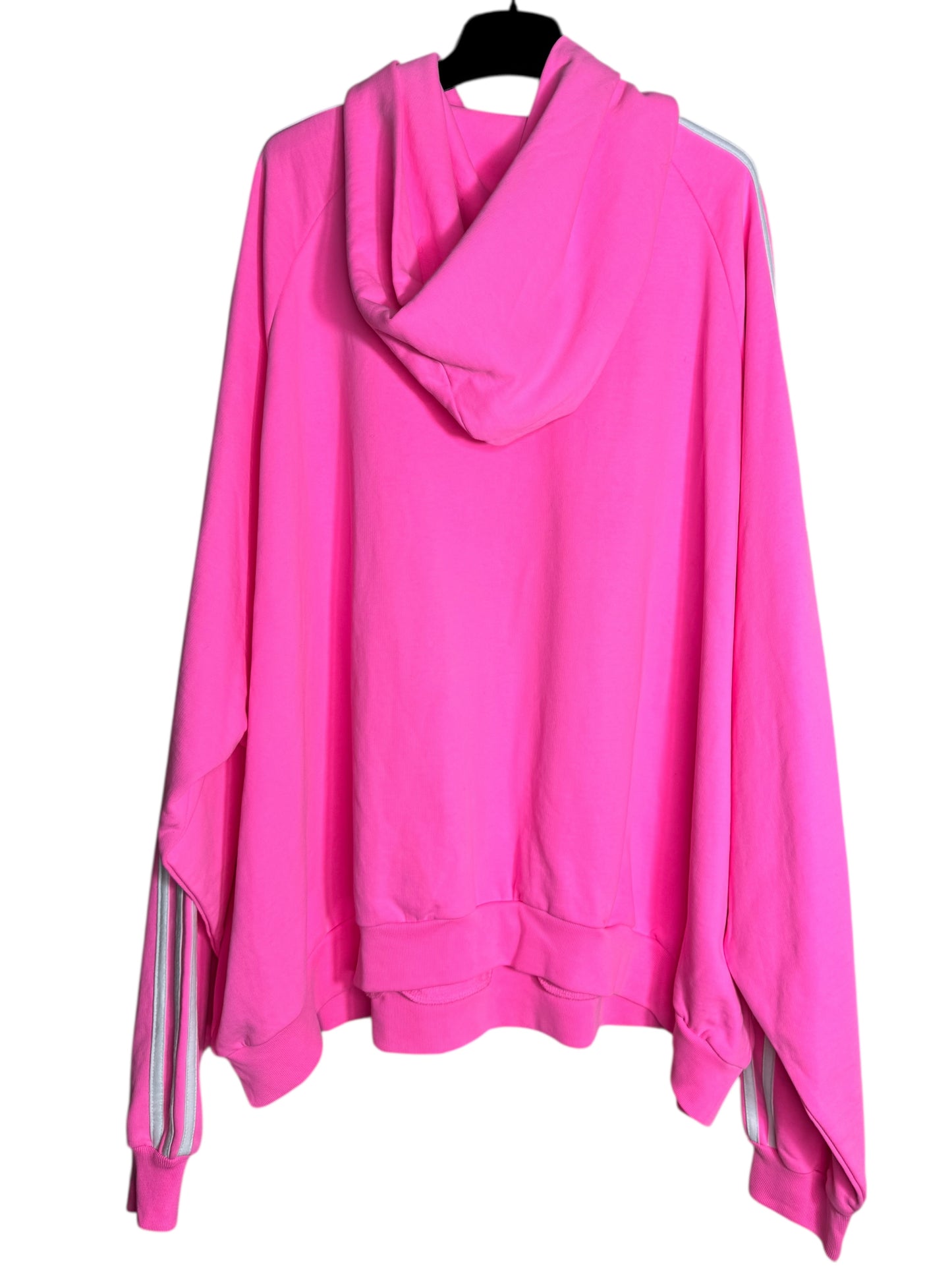 Felpa Balenciaga x Adidas rosa fluo con cappuccio e bande laterali - taglia 3 (fit L- XL–XXL)