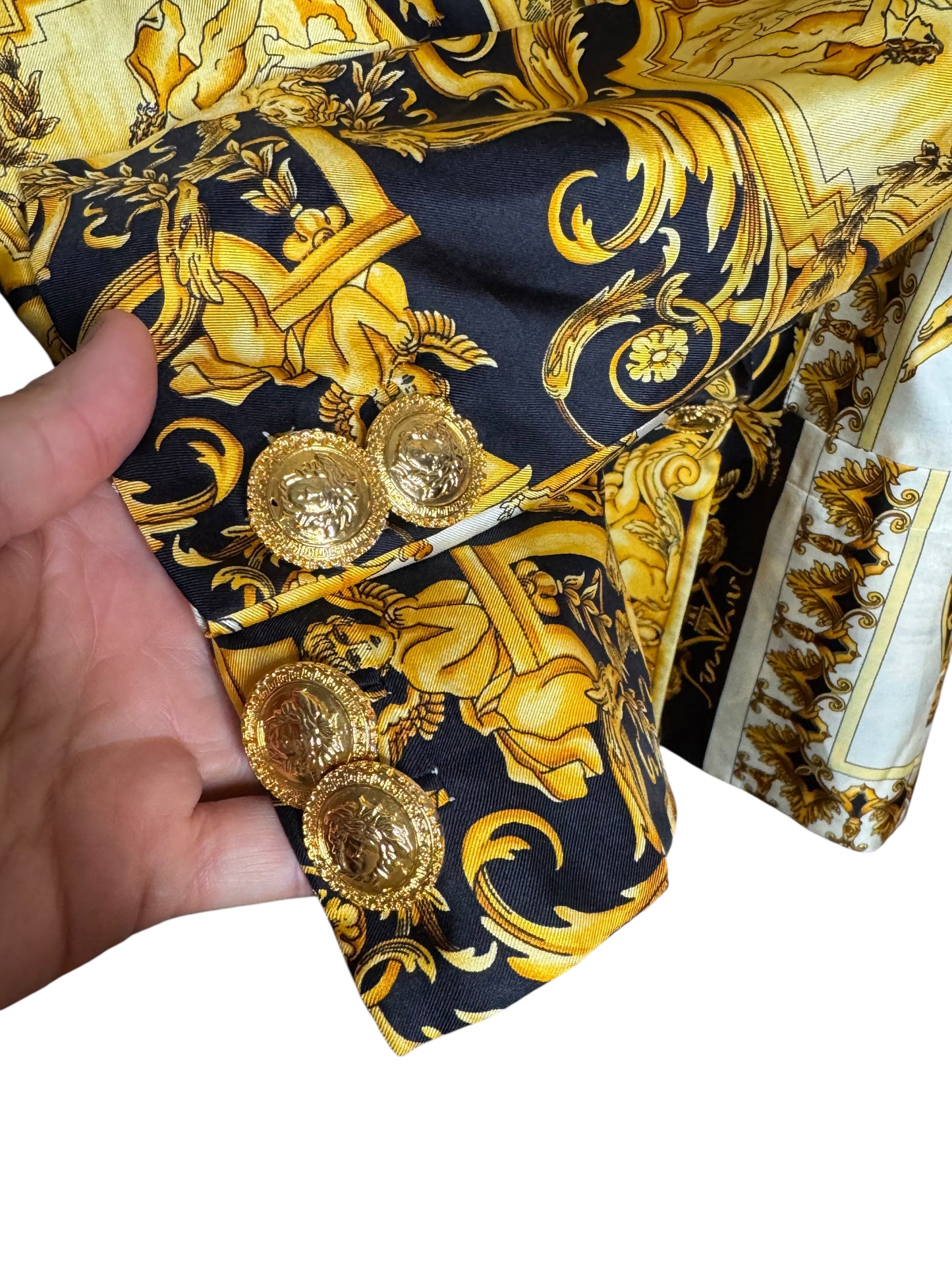 Gianni Versace Couture Blazer Vintage Anni ‘90 Barocco in Seta Donna IT 42