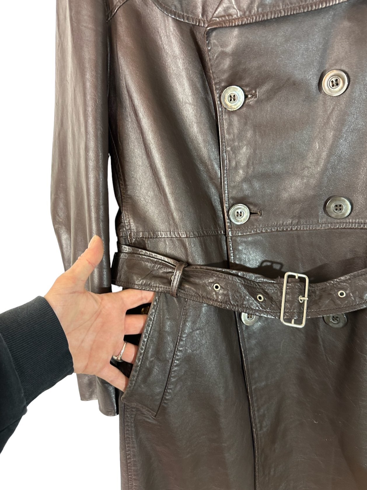Trench vintage in pelle (L)