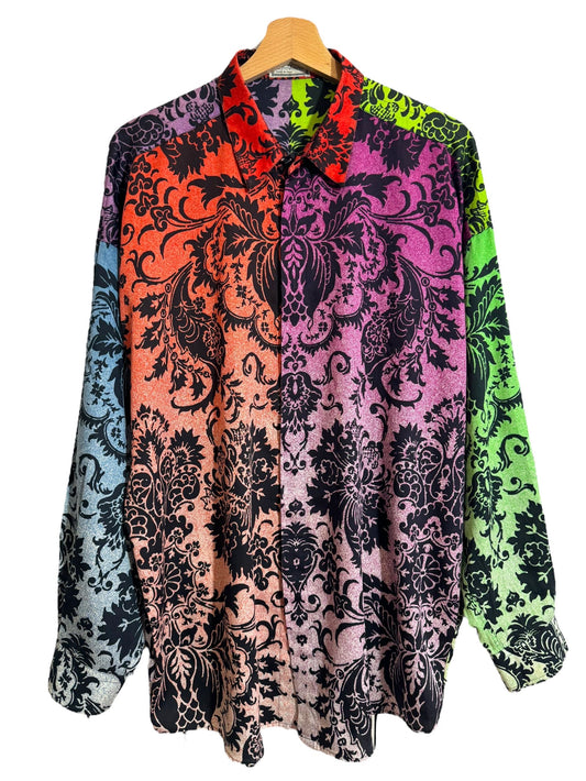 Gianni versace camicia vintage anni 90s con stampa multicolore (L)