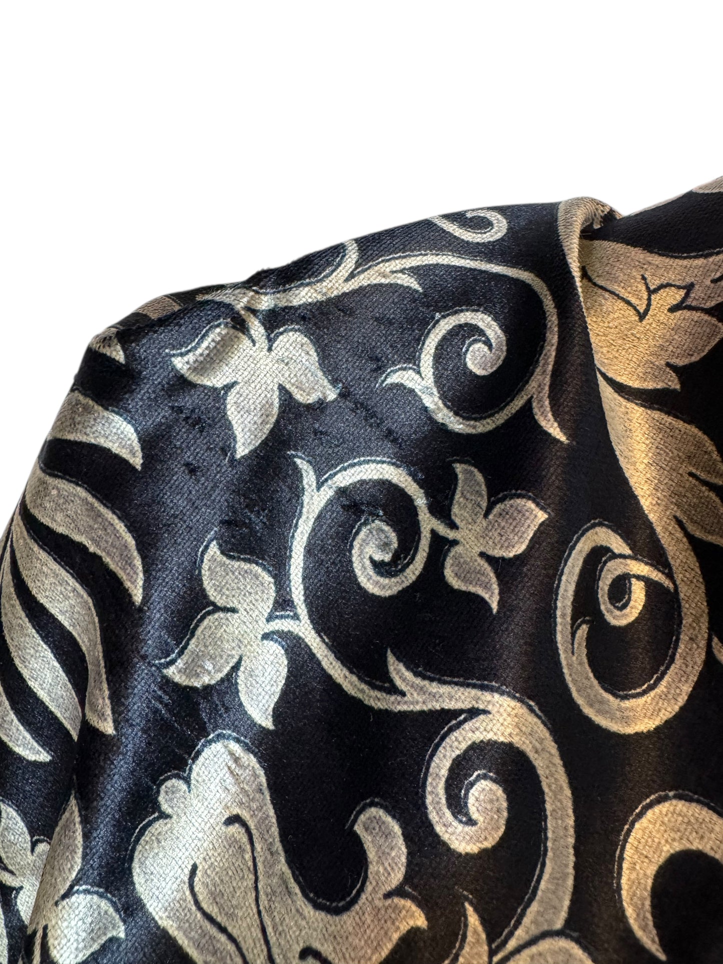 Sciarpa Gianni Versace Vintage in seta e cupro – Baroque Nero/Oro – Frange