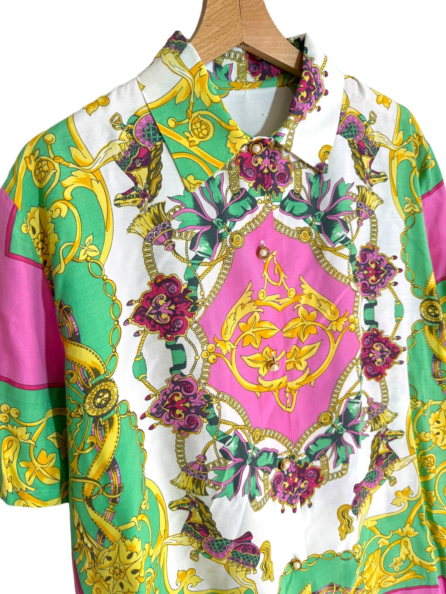 Camicia vintage con fantasia barocca (M)
