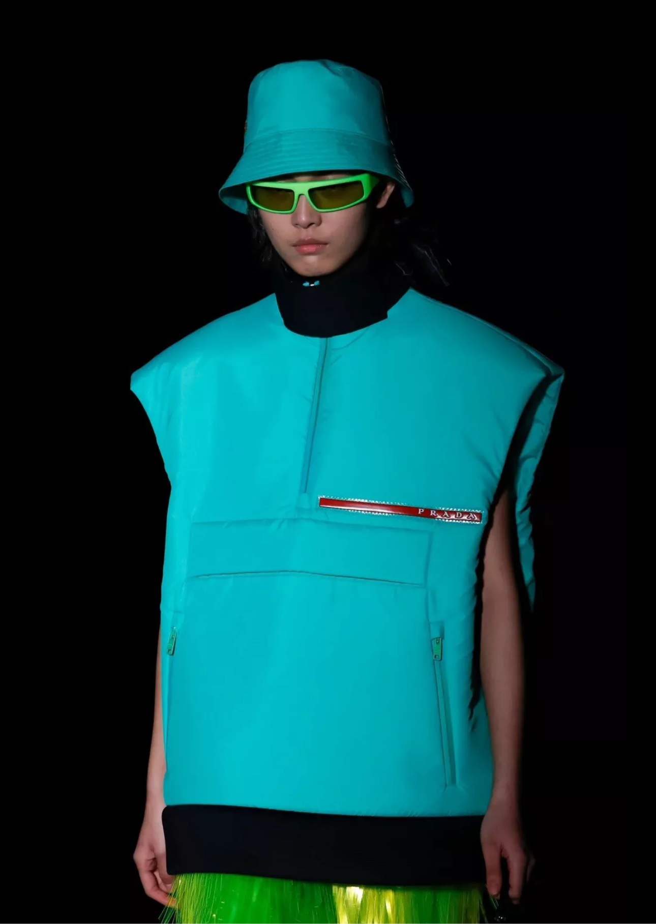 Gilet Donna Prada Arancione in Nylon Imbottito