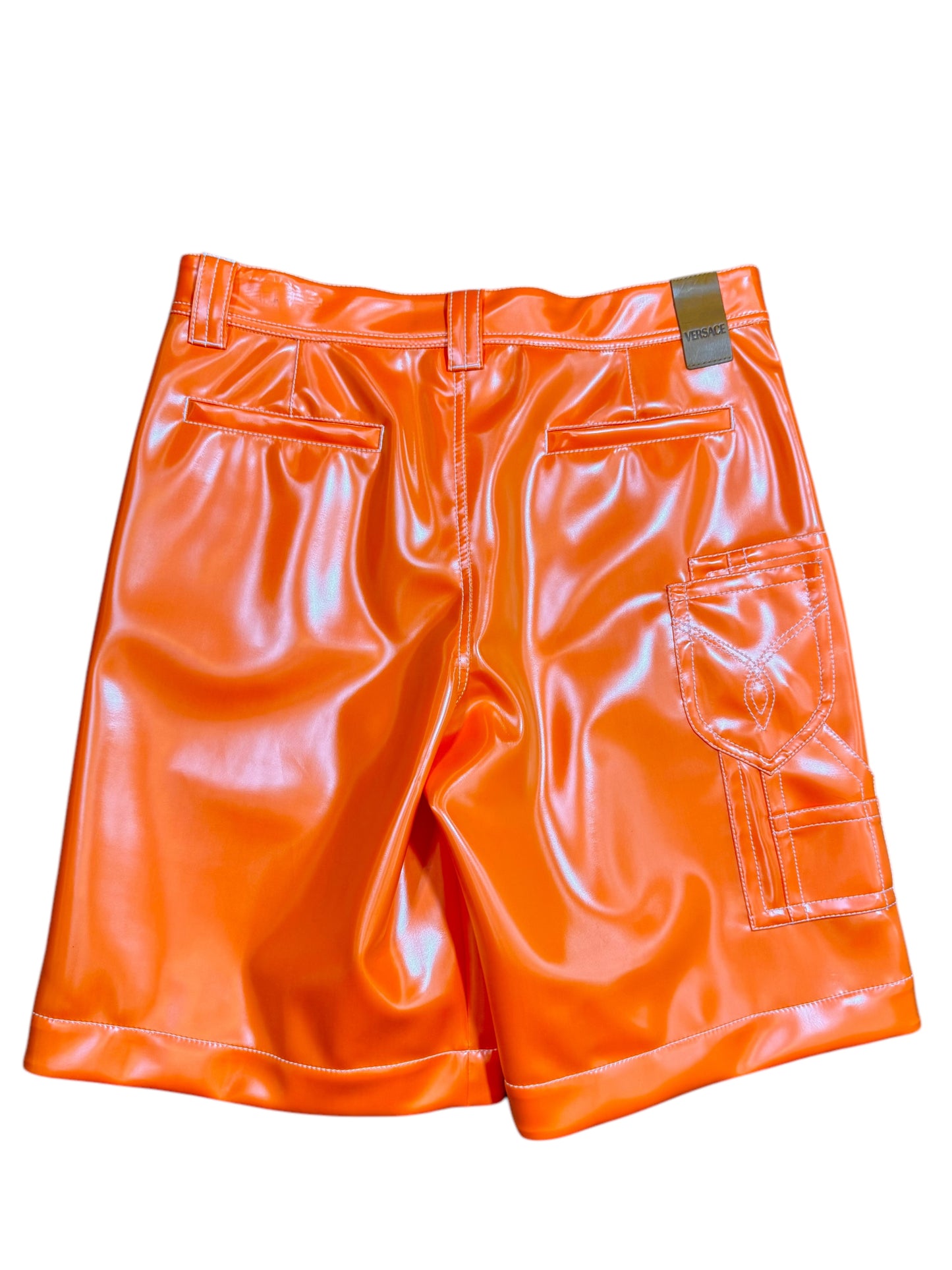 Versace Shorts Uomo Arancione – Effetto Lucido Gommato – Taglia 48