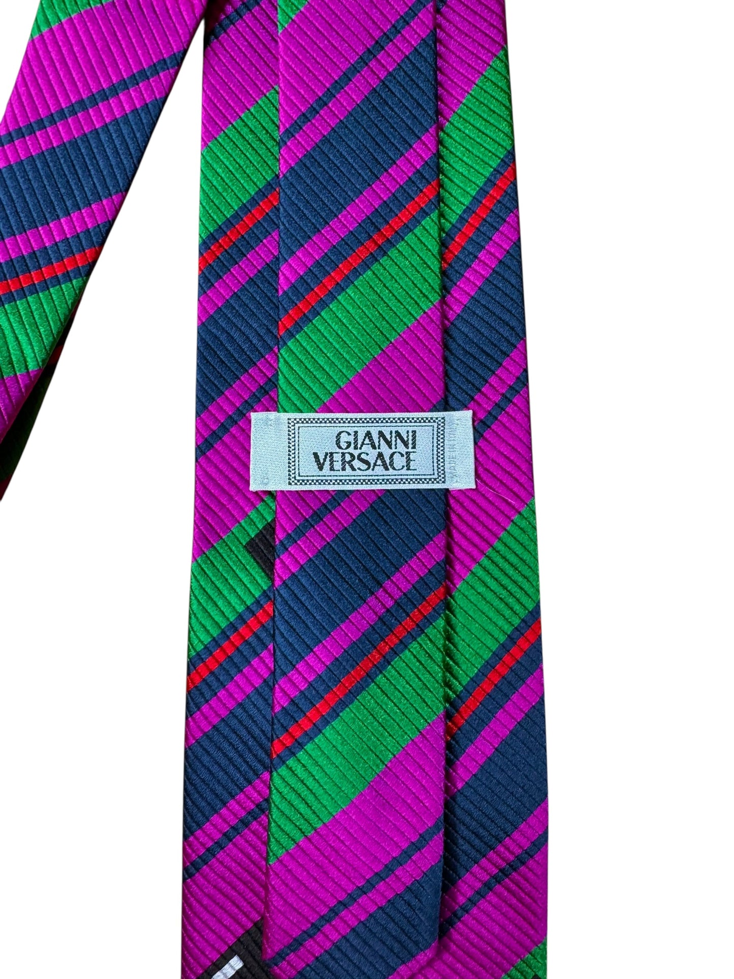 Cravatta Gianni Versace Vintage Seta Righe Medusa Greca — foto 6