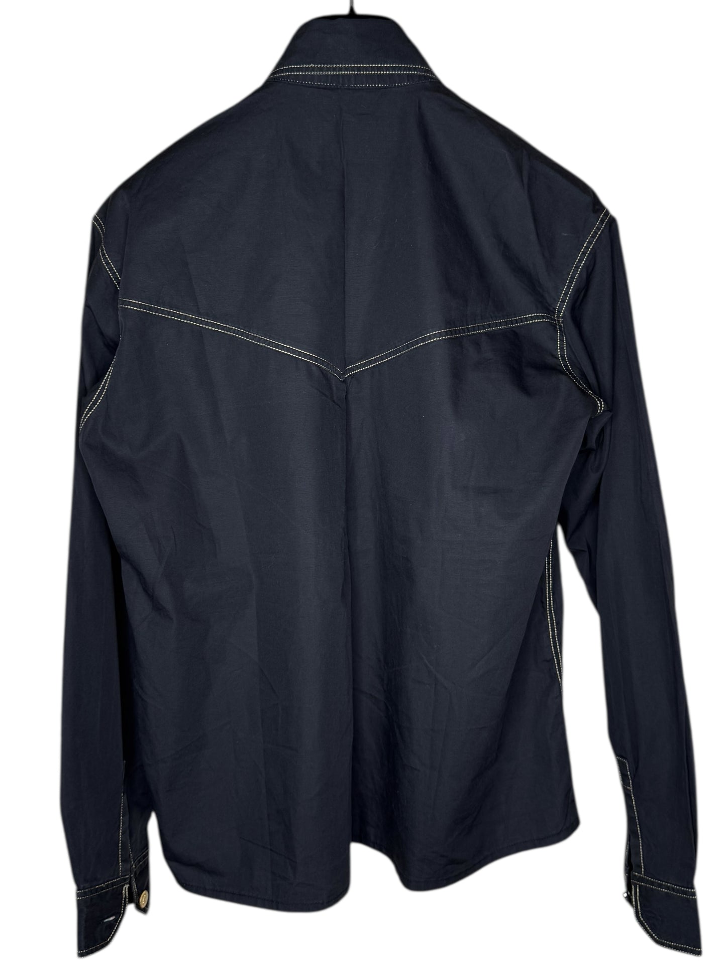 Camicia Vintage Versace Jeans Signature Nera – Bottoni Oro Medusa – Made in Italy – Taglia S