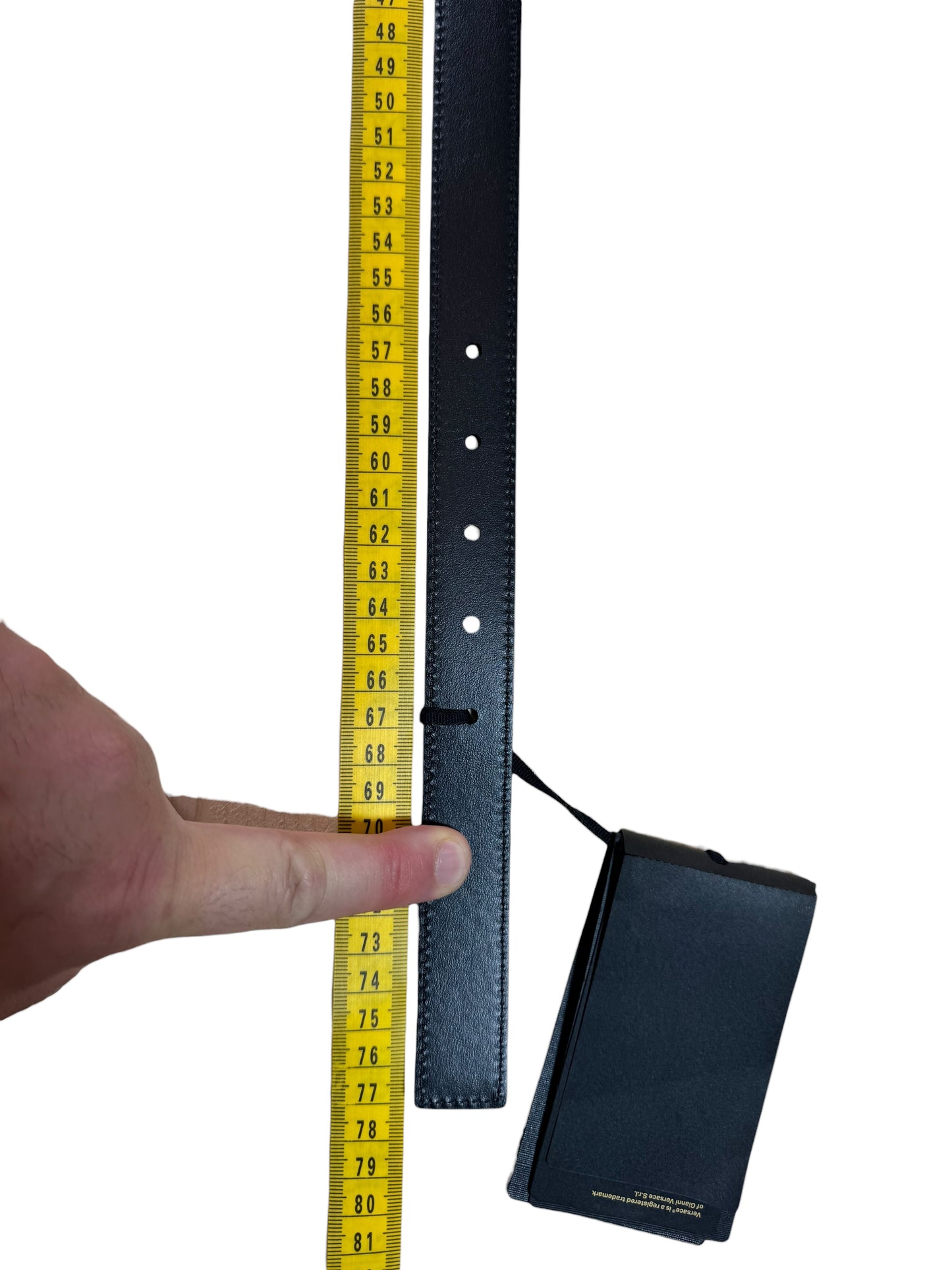 Cintura Versace nera in pelle con doppia Medusa, misura 65