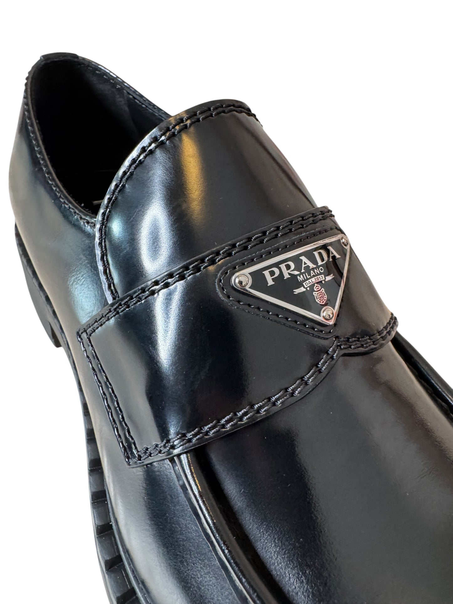 Prada mocassini in Pelle Spazzolata Nera Uomo - Taglia 9.5 UK (43,5 EU)