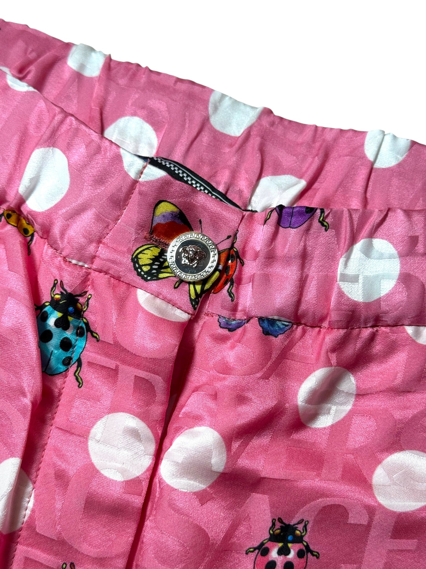 Shorts Versace Donna Taglia 38 – Rosa Pois con Farfalle & Coccinelle – Nuovi