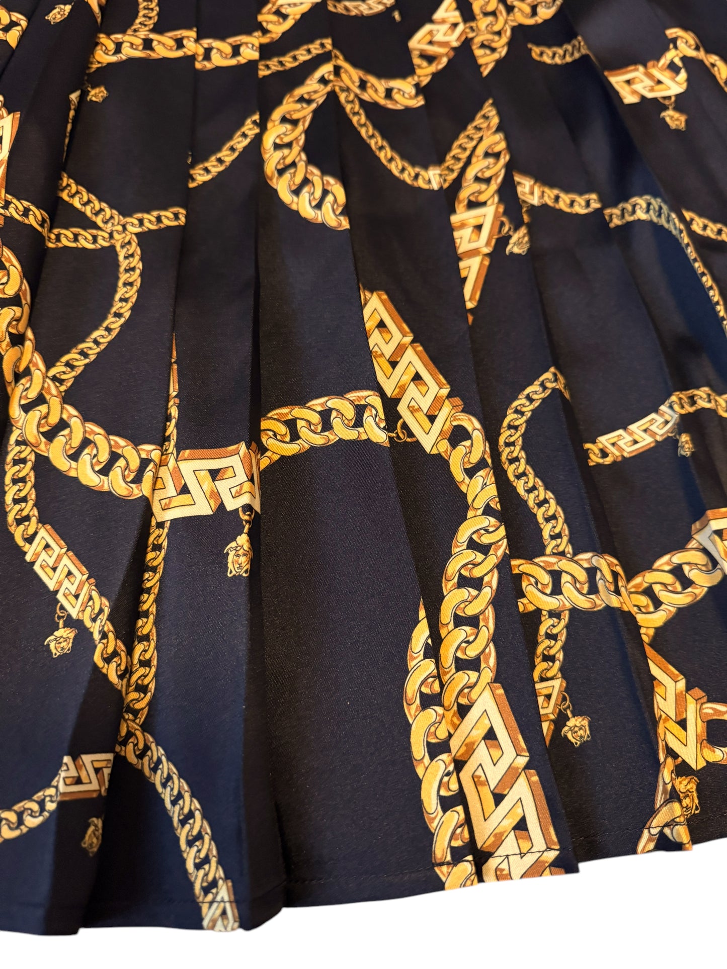 Gonna Plissé Versace Originale Taglia 38 - Motivo Catene Oro - Made in Italy