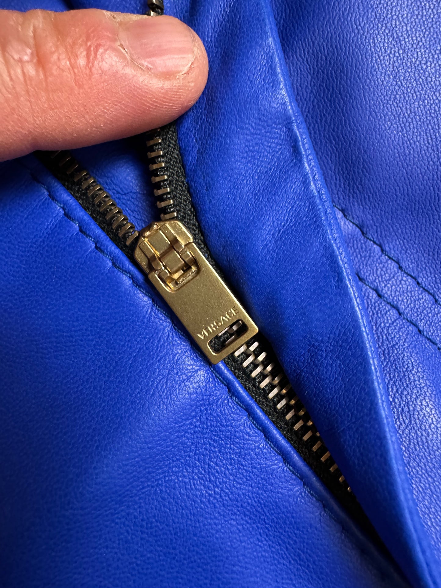 Pantaloni Cargo in Pelle Versace - Blu Elettrico - Taglia 48