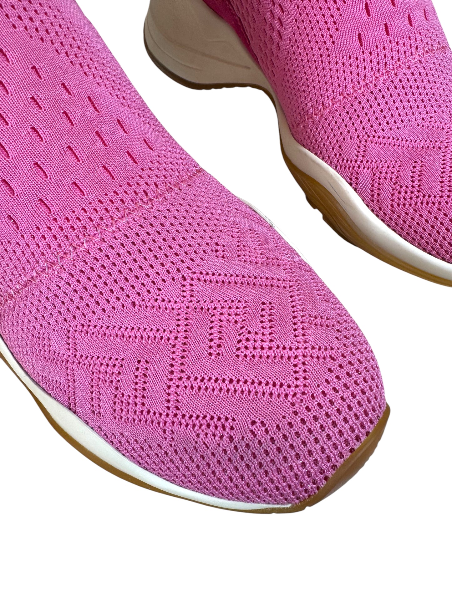 FENDI - Sneakers Sock in Tessuto Stretch Rosa con Logo FF