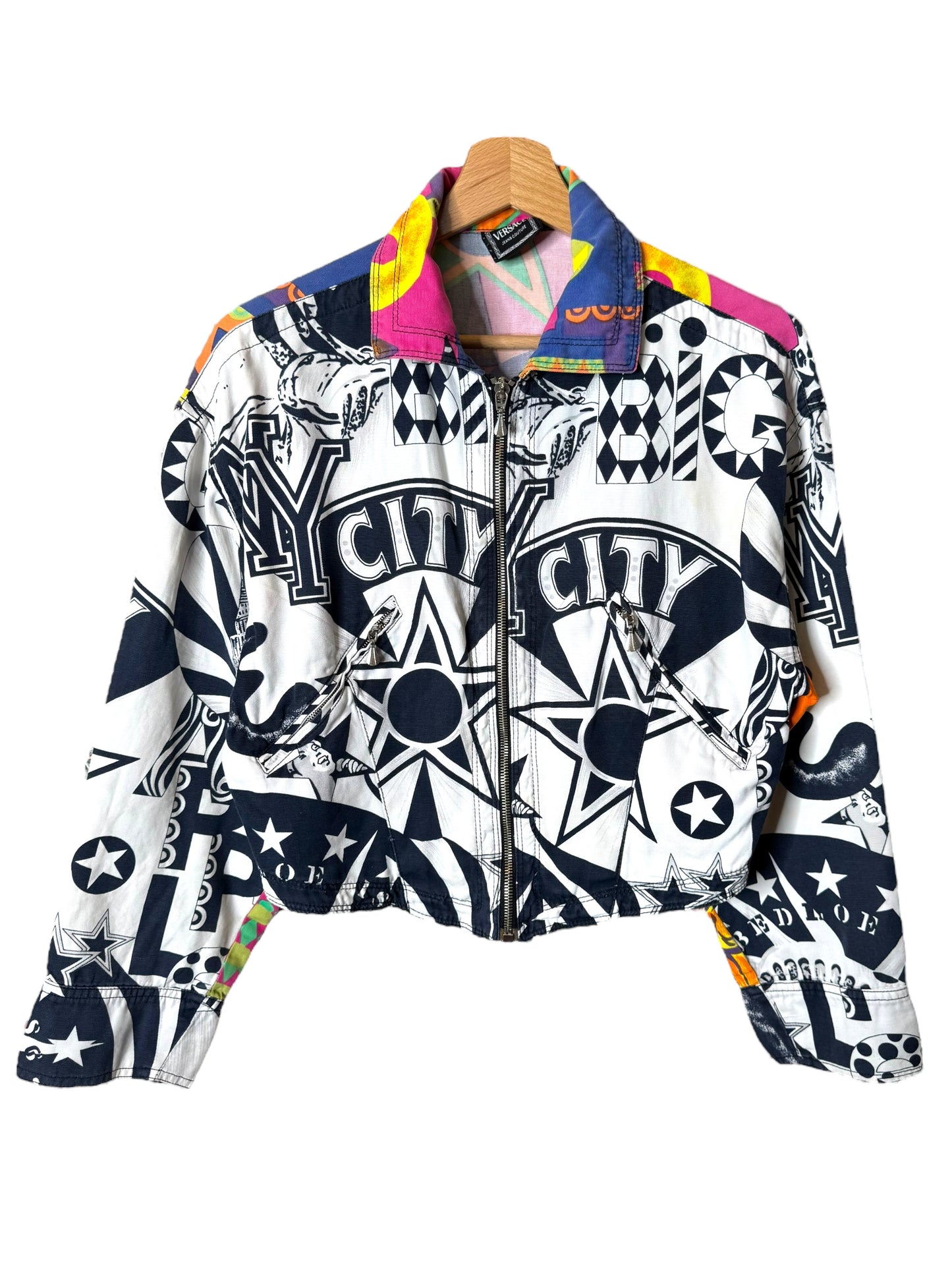 Giacca Vintage Versace Jeans Couture anni ’90 – Stampa NY, taglia S