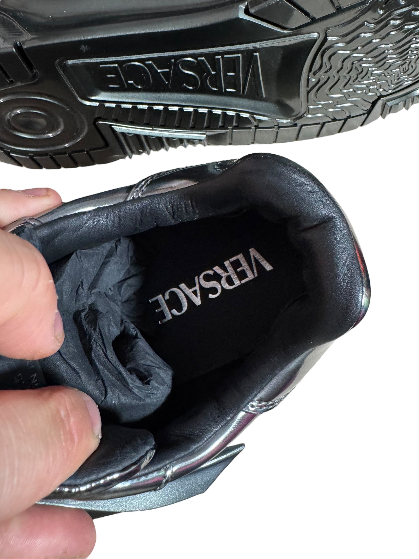 Versace Odissea sneakers nere con logo Medusa 3D – IT 43.5 – con difetto leggero