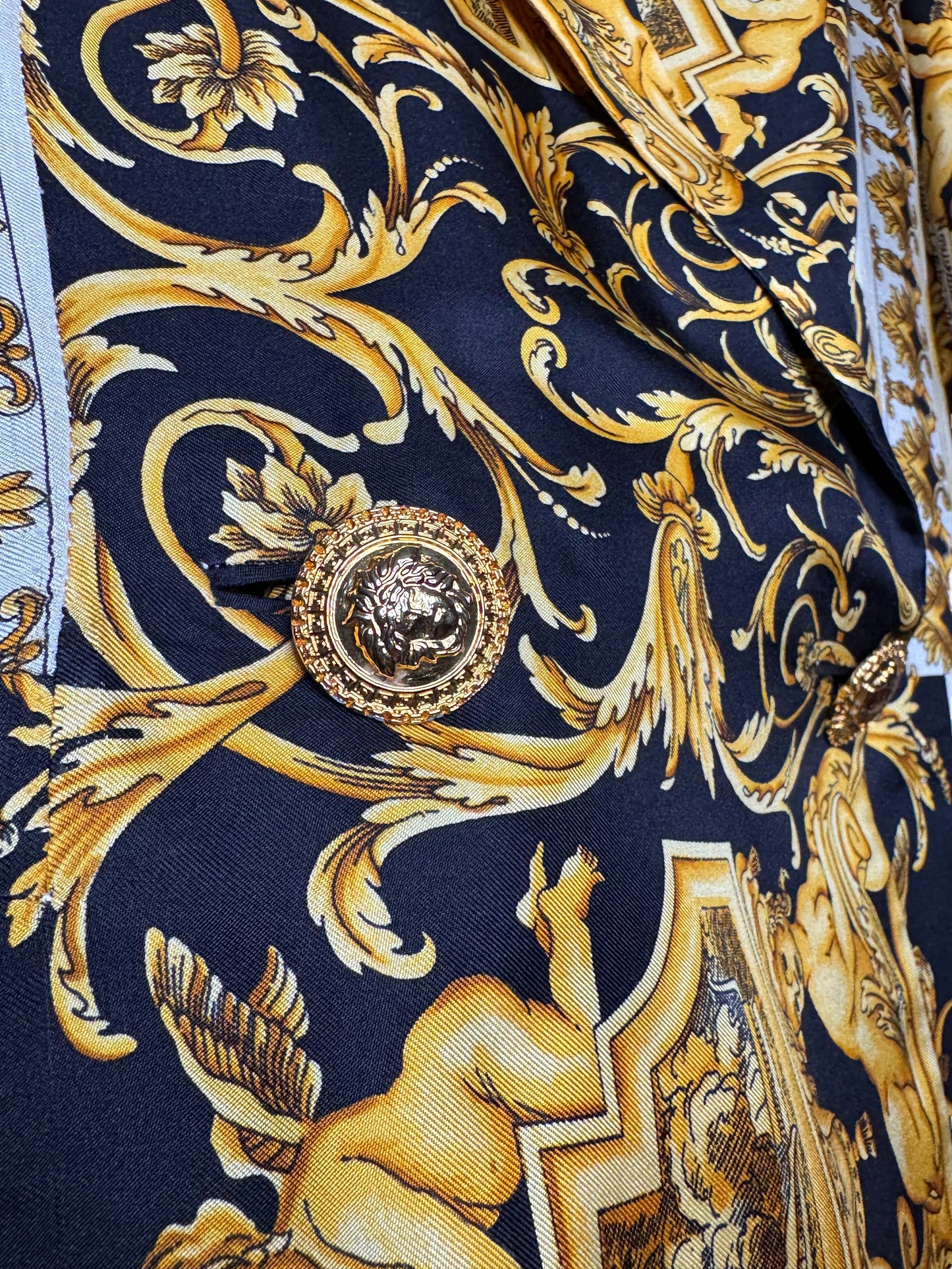 Gianni Versace Couture Blazer Vintage Anni ‘90 Barocco in Seta Donna IT 42