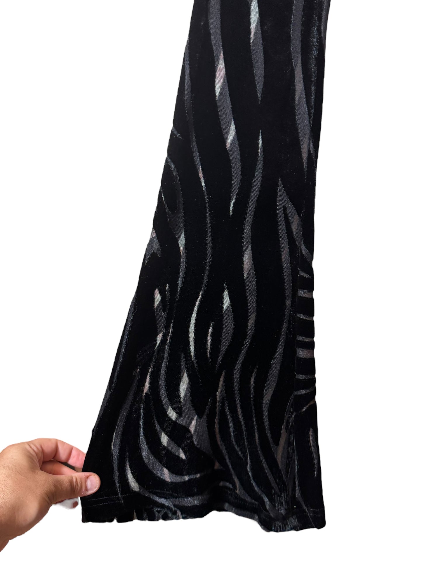 Pantaloni VERSACE Donna Flare Velvet Effetto Zebra – Taglia 38 IT – Made in Italy