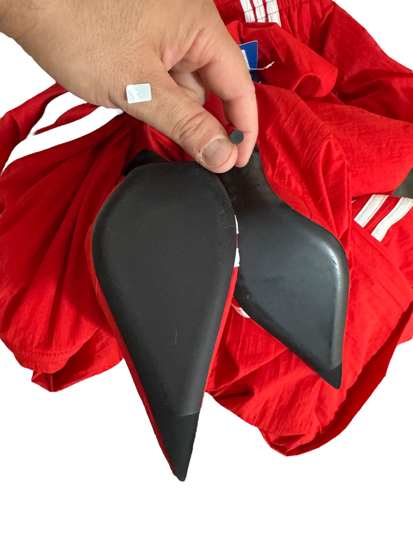 Pantaloni Balenciaga x Adidas rossi in nylon con stivale integrato – Taglia 36