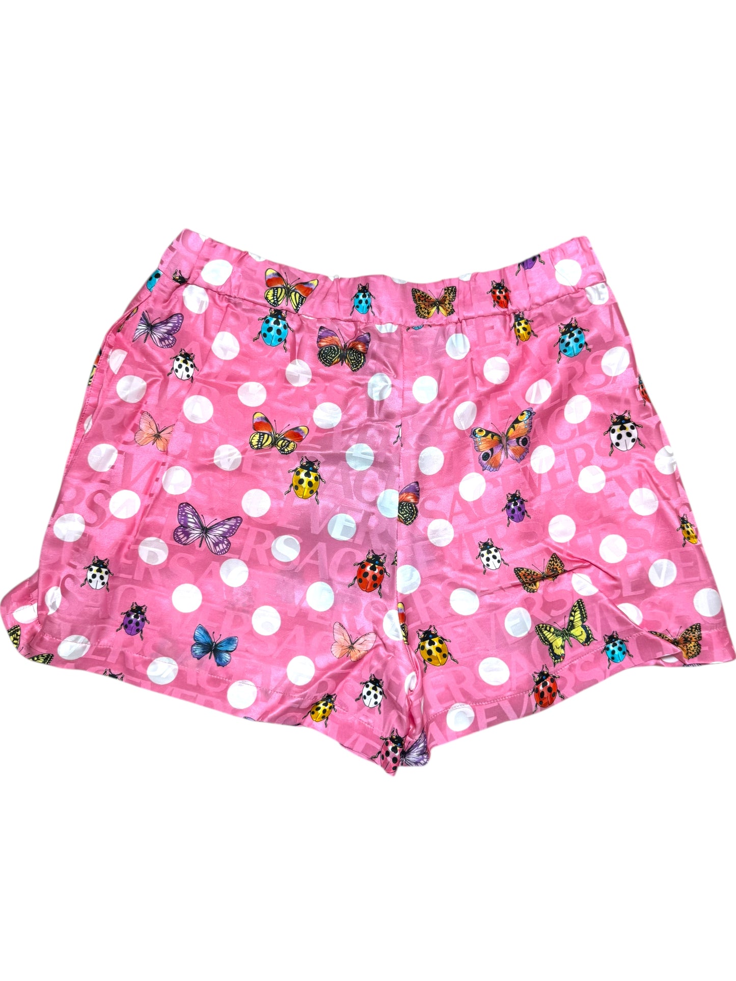 Shorts Versace Donna Taglia 38 – Rosa Pois con Farfalle & Coccinelle – Nuovi
