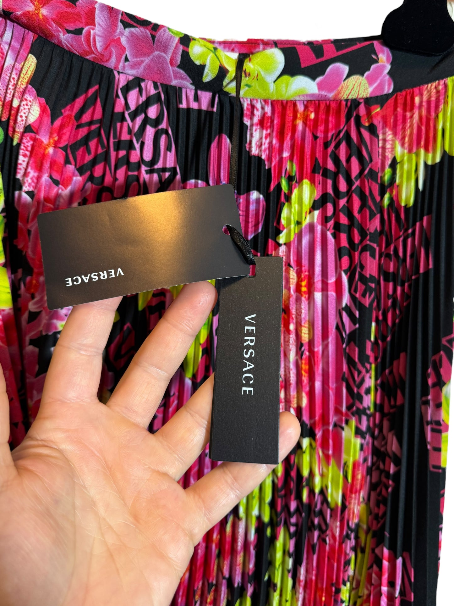Versace Gonna Plissettata Asimmetrica Floreale