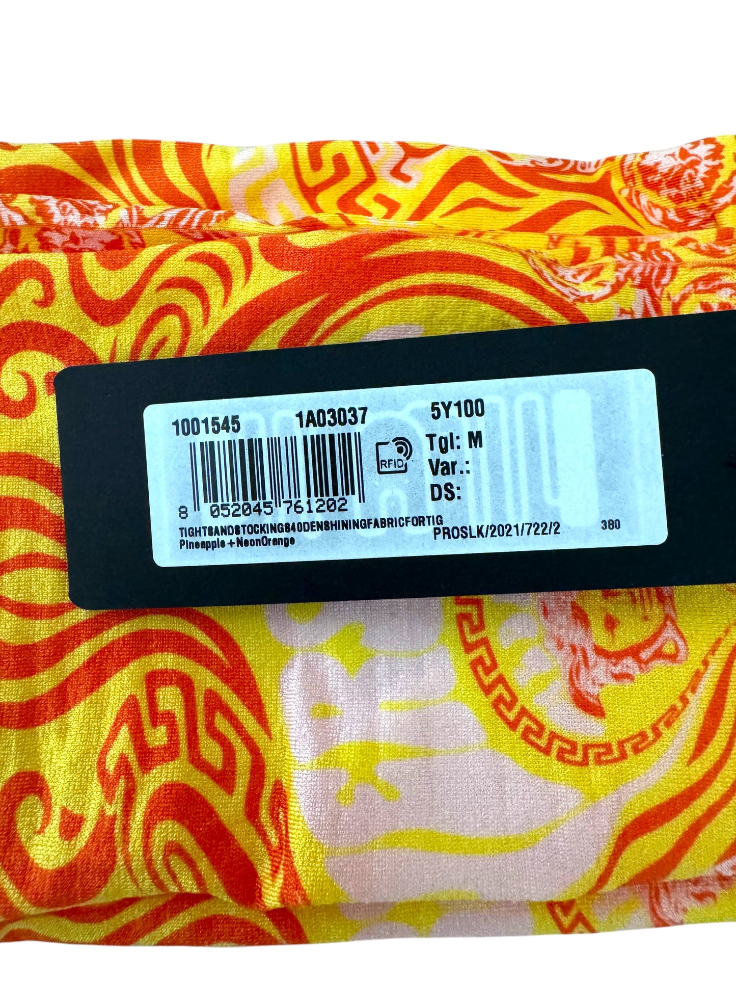 Collant Versace donna Medusa swirl giallo-arancio – Taglia M – Nuovi con cartellino