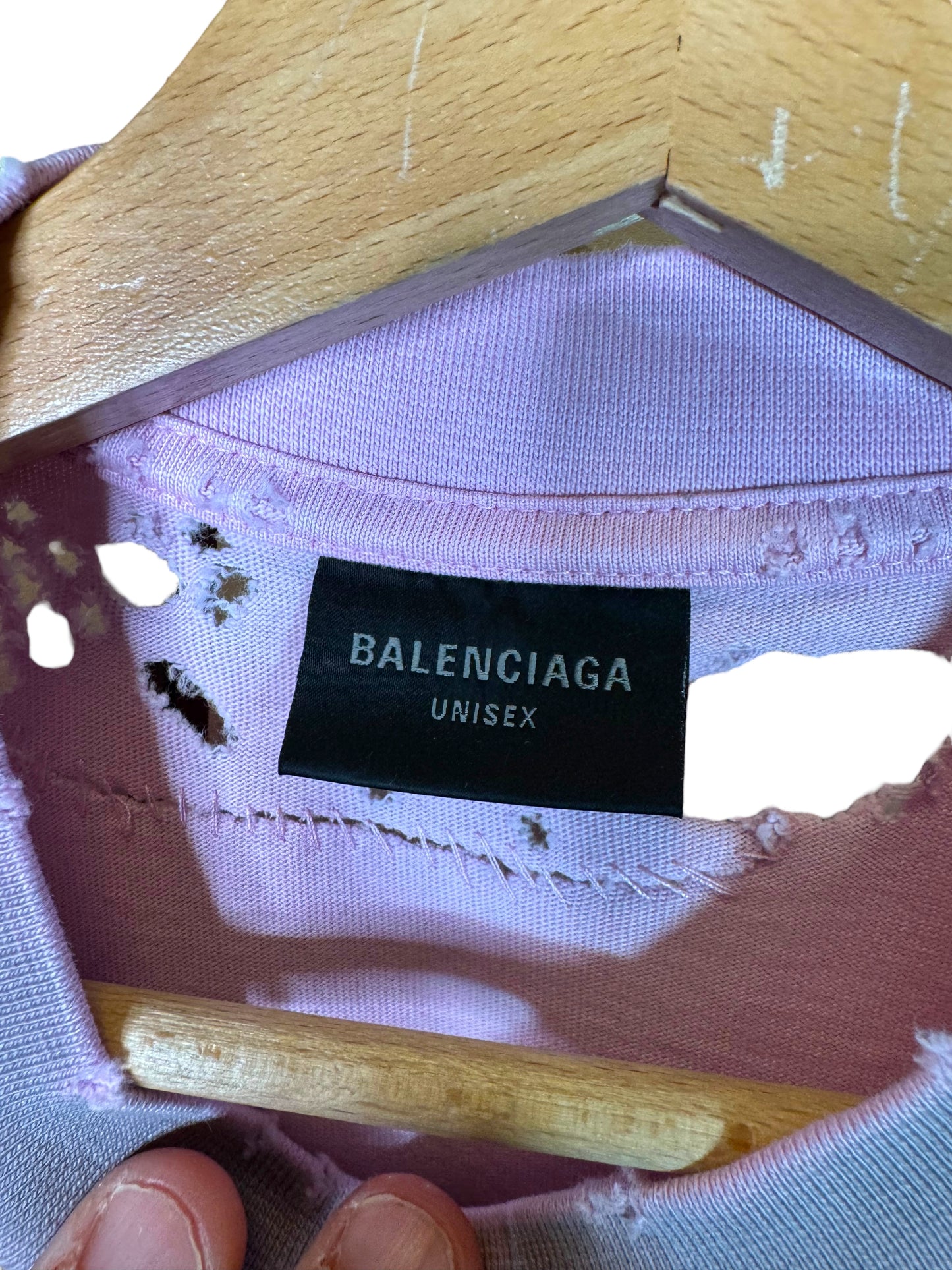 Balenciaga T-shirt Unisex Rosa XS (vestibilità Over fino a L/XL) - Effetto Destroyed