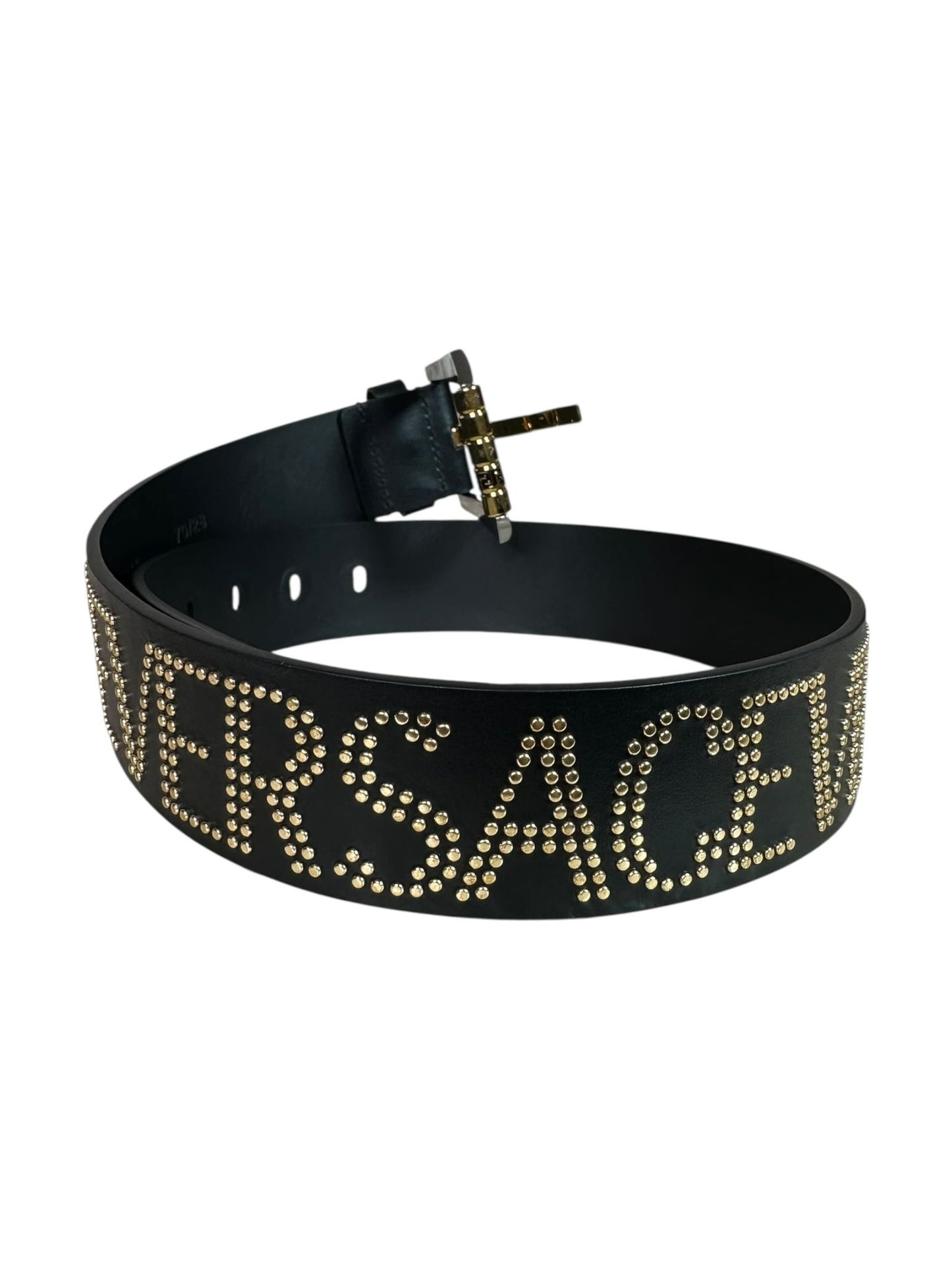 Cintura Versace in pelle con borchie dorate