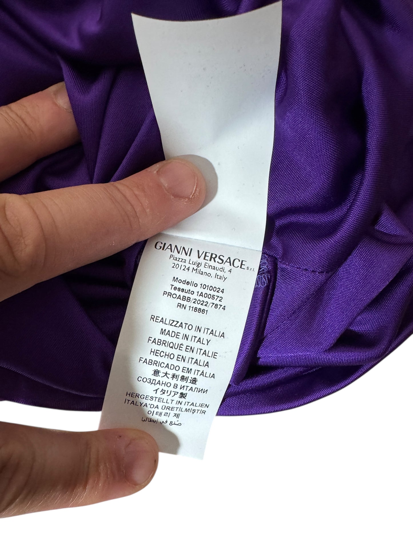 Top VERSACE Viola Drappeggiato con Scollo Profondo – Taglia 38 – Made in Italy