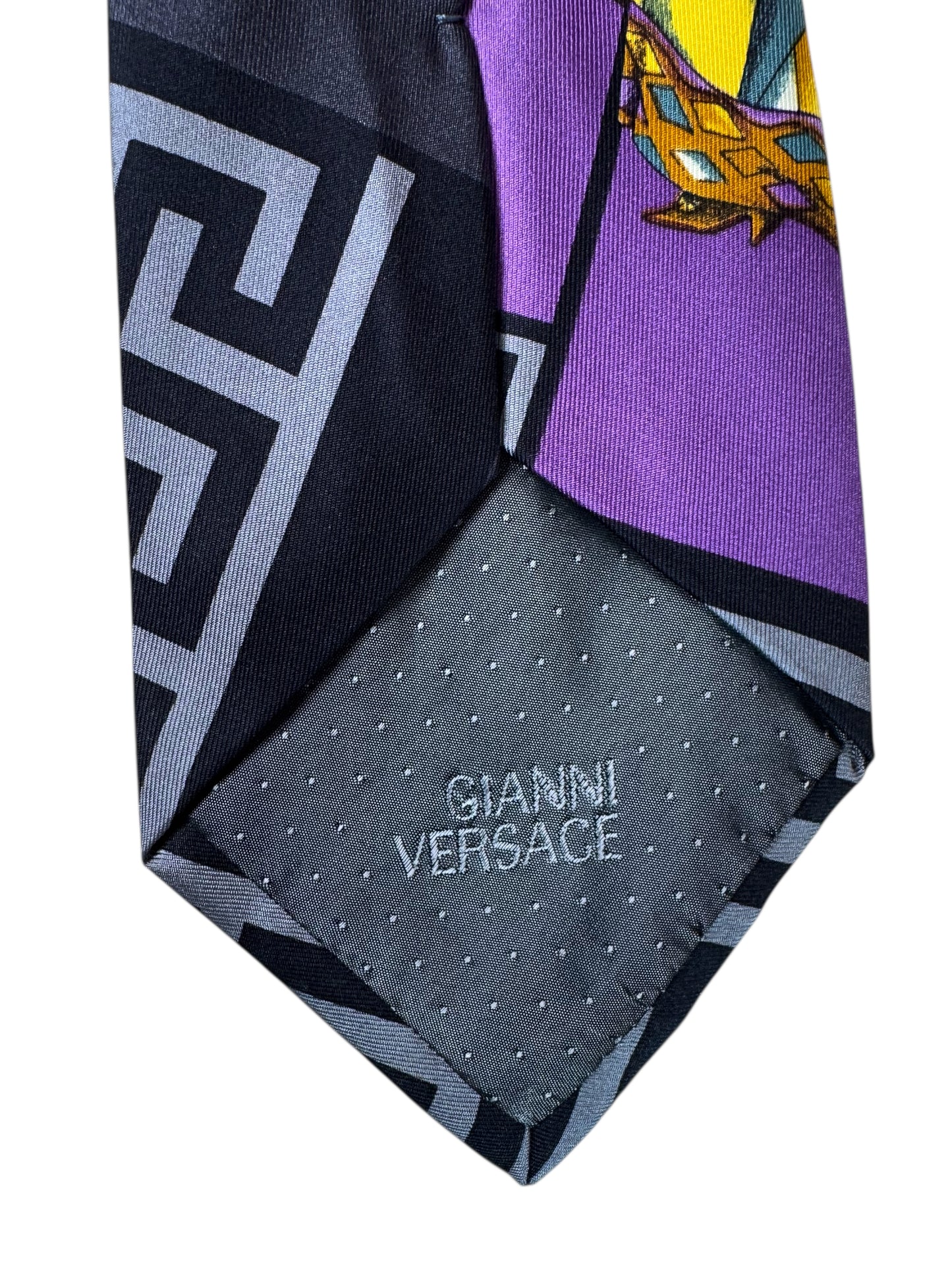 Cravatta Vintage Gianni Versace – Maschere Teatrali e Figure Arlecchino – 100% Seta Made in Italy