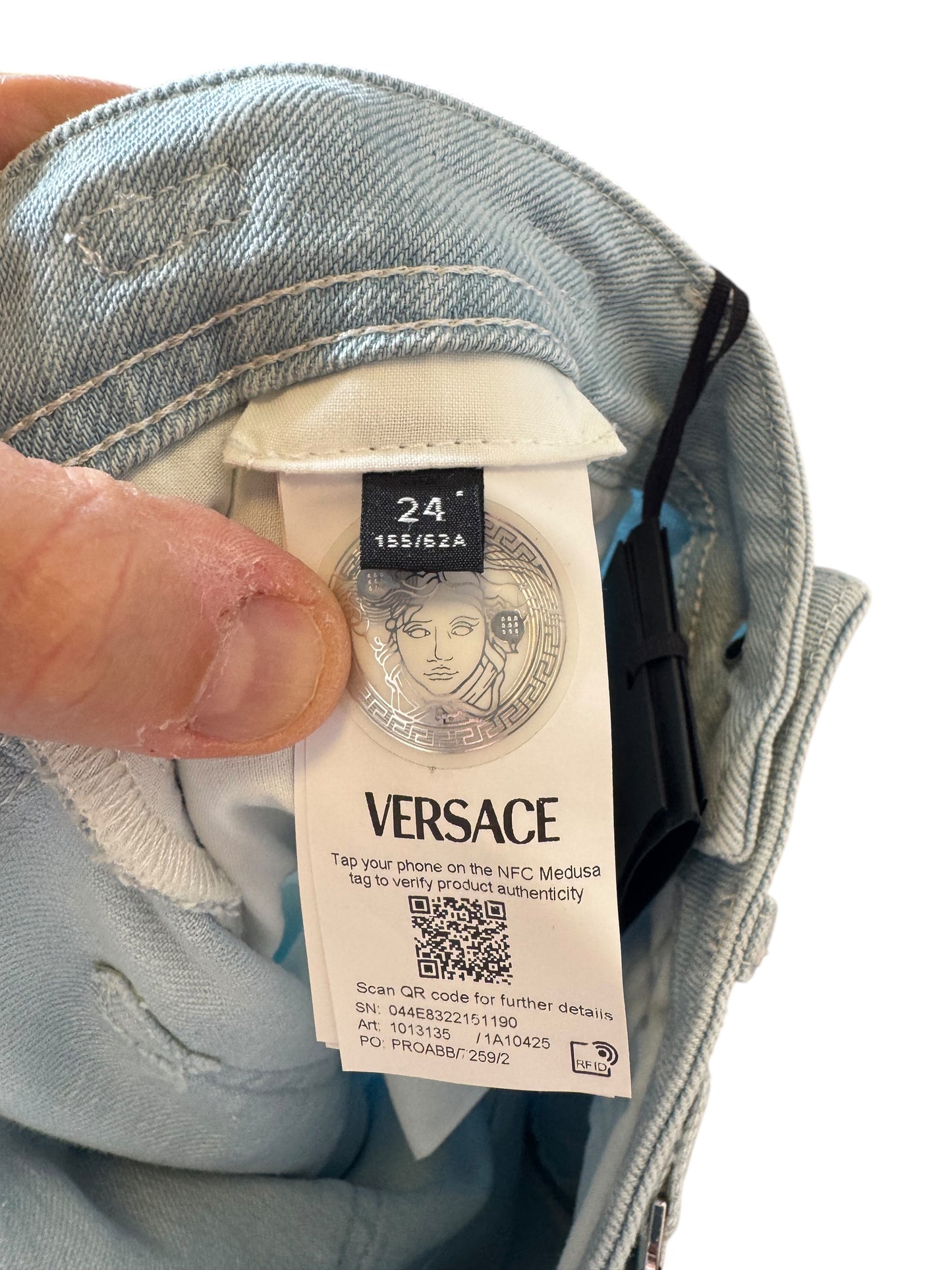 Jeans donna VERSACE skinny celeste