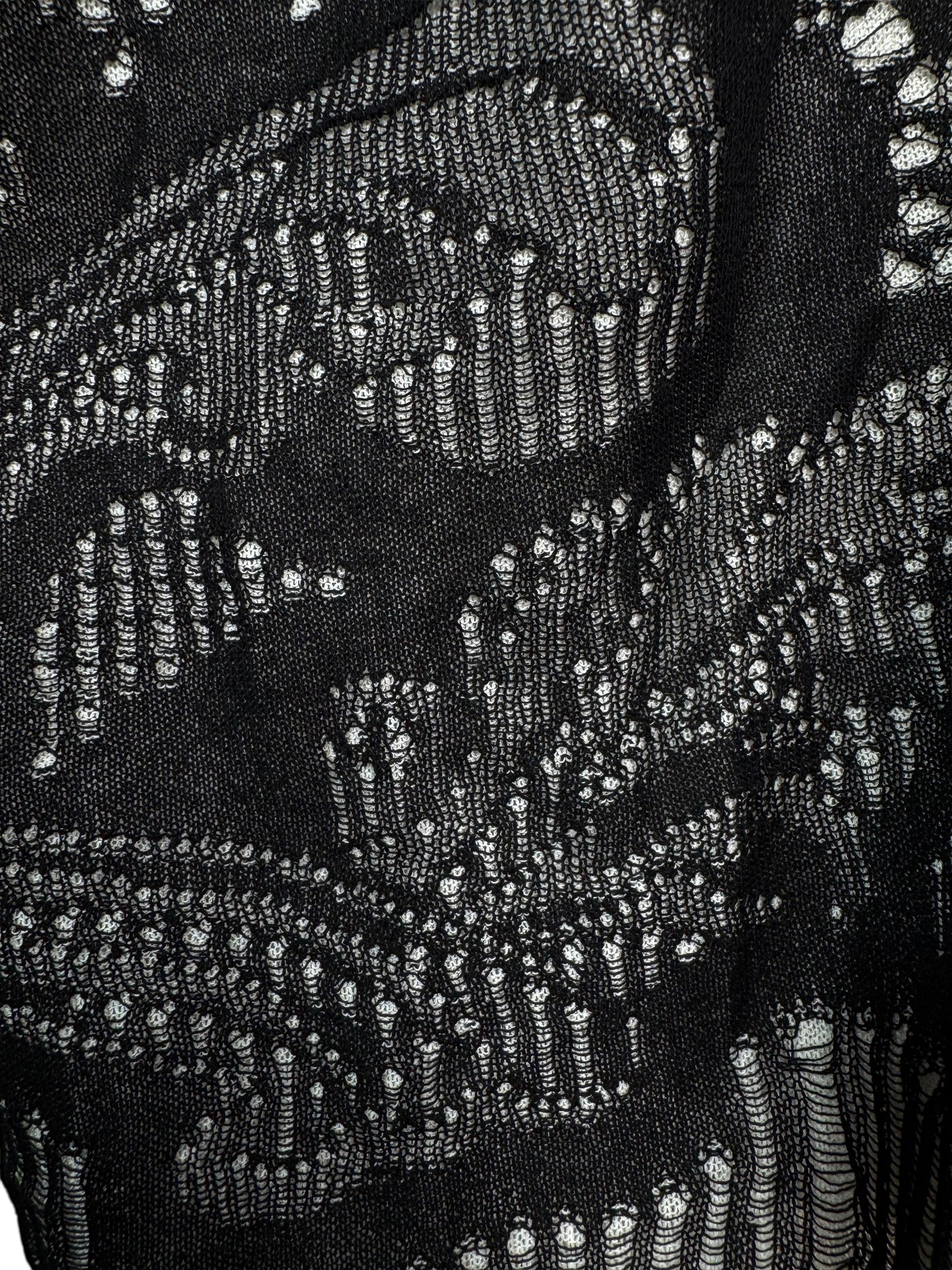 Cardigan Versace nero in cotone traforato lavorazione a punti caduti