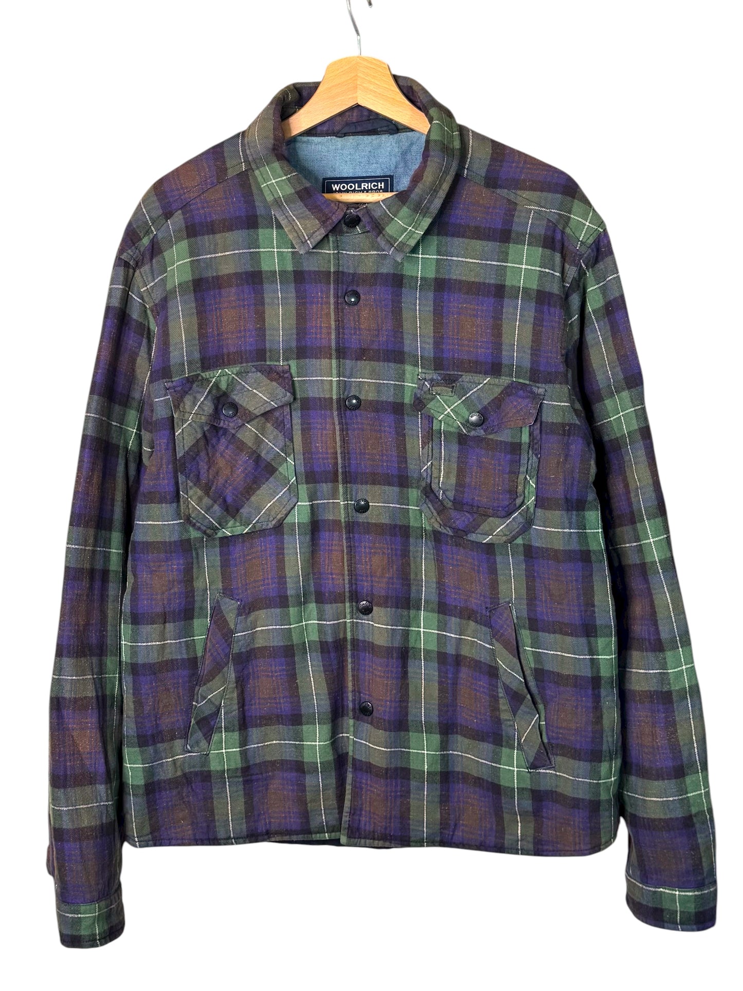 Giacca Woolrich imbottita Thermolite a quadri verde/viola Taglia L