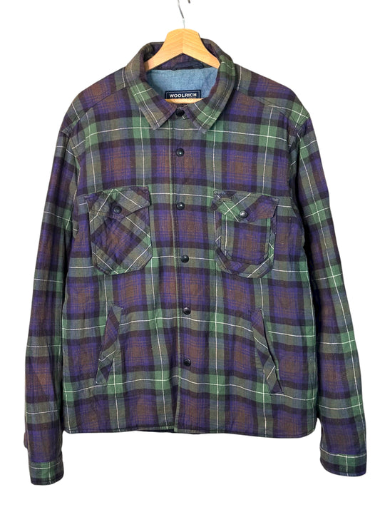 Giacca Woolrich imbottita Thermolite a quadri verde/viola Taglia L