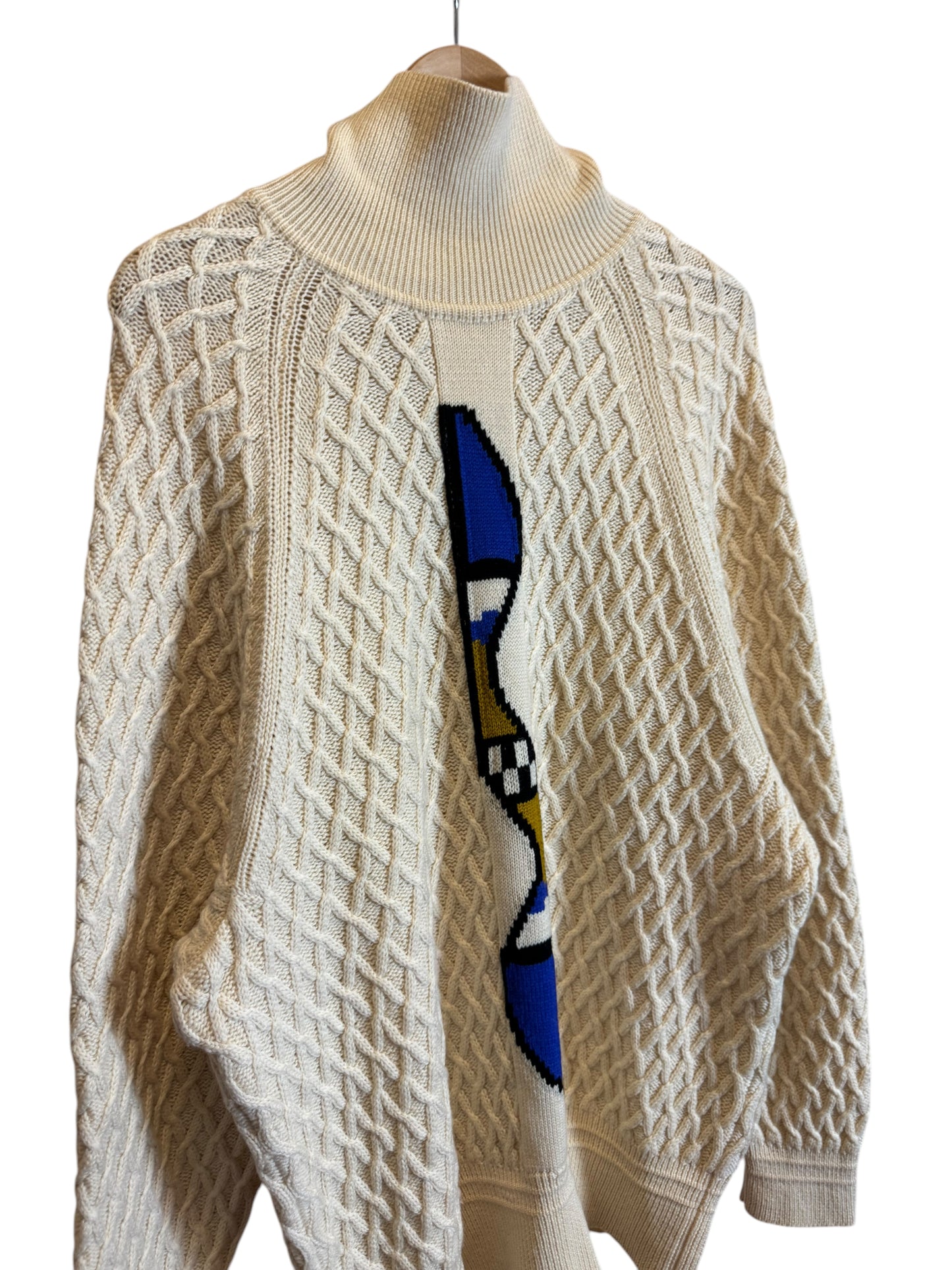 Maglione Gianni Versace Vintage in Lana, Lavorazione Intrecciata, Collo Alto (XL)