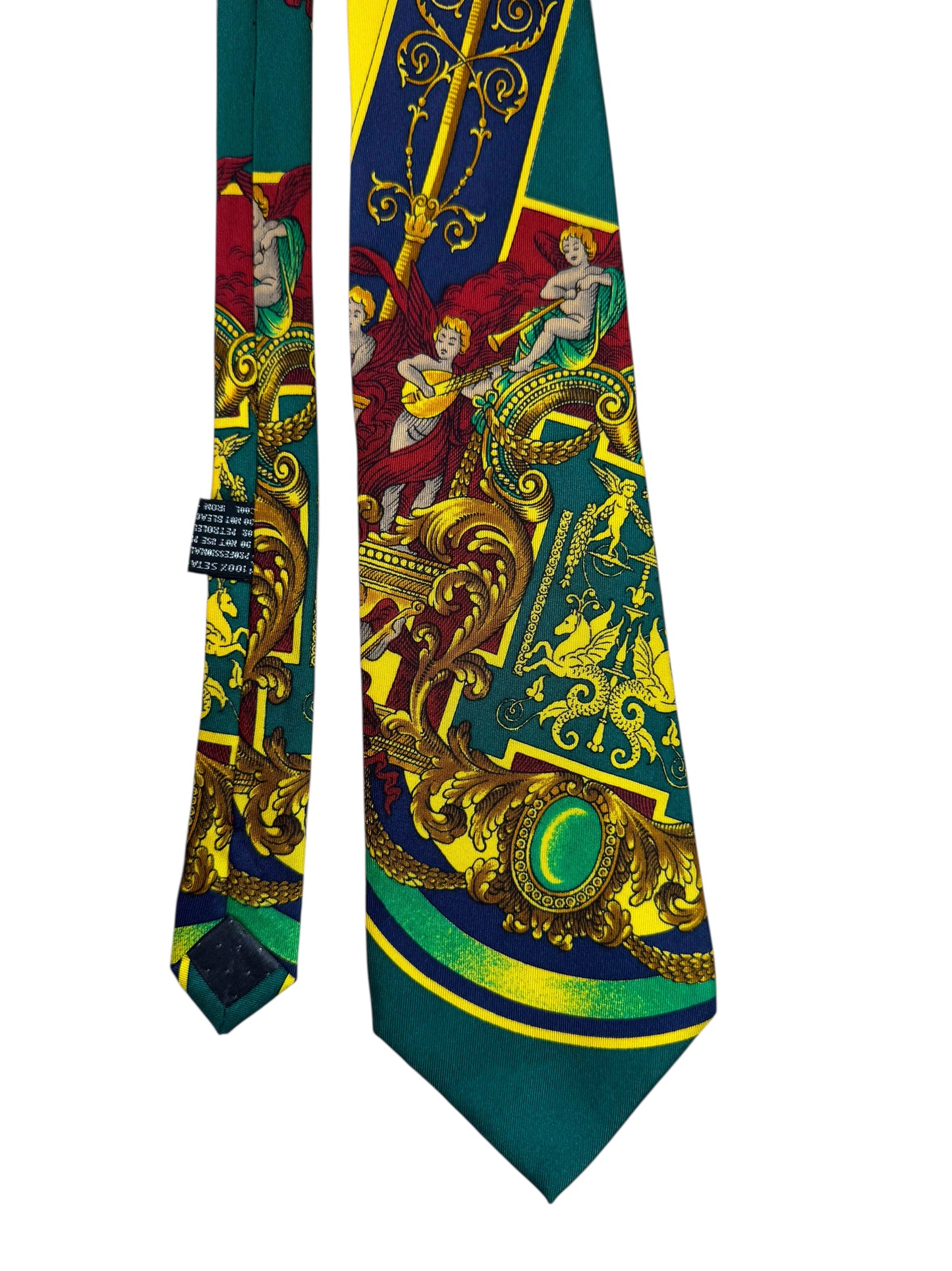 Cravatta Vintage Gianni Versace – Stampa Barocca con Angeli – 100% Seta Made in Italy