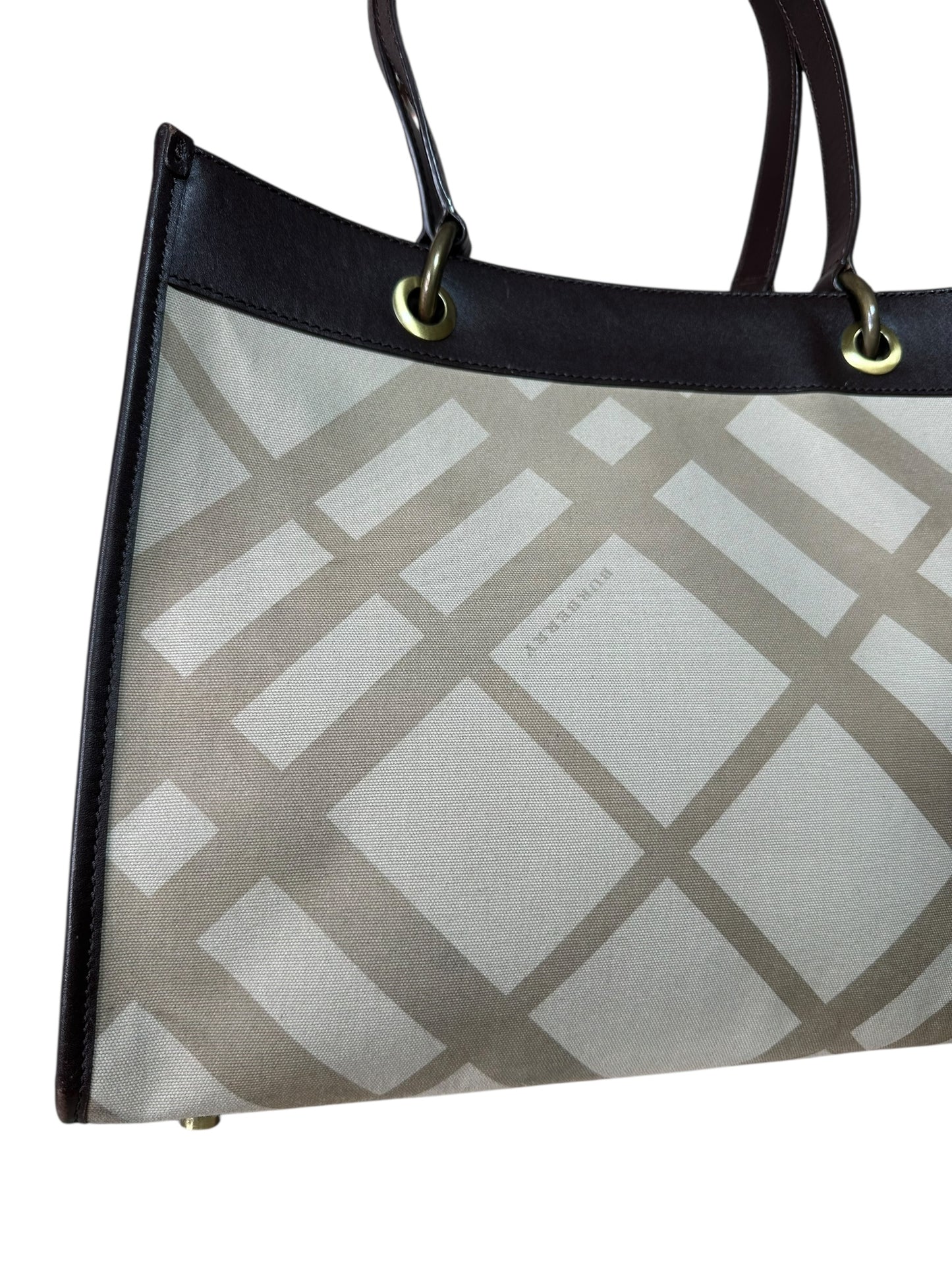 Burberry borsa vintage in tela e pelle