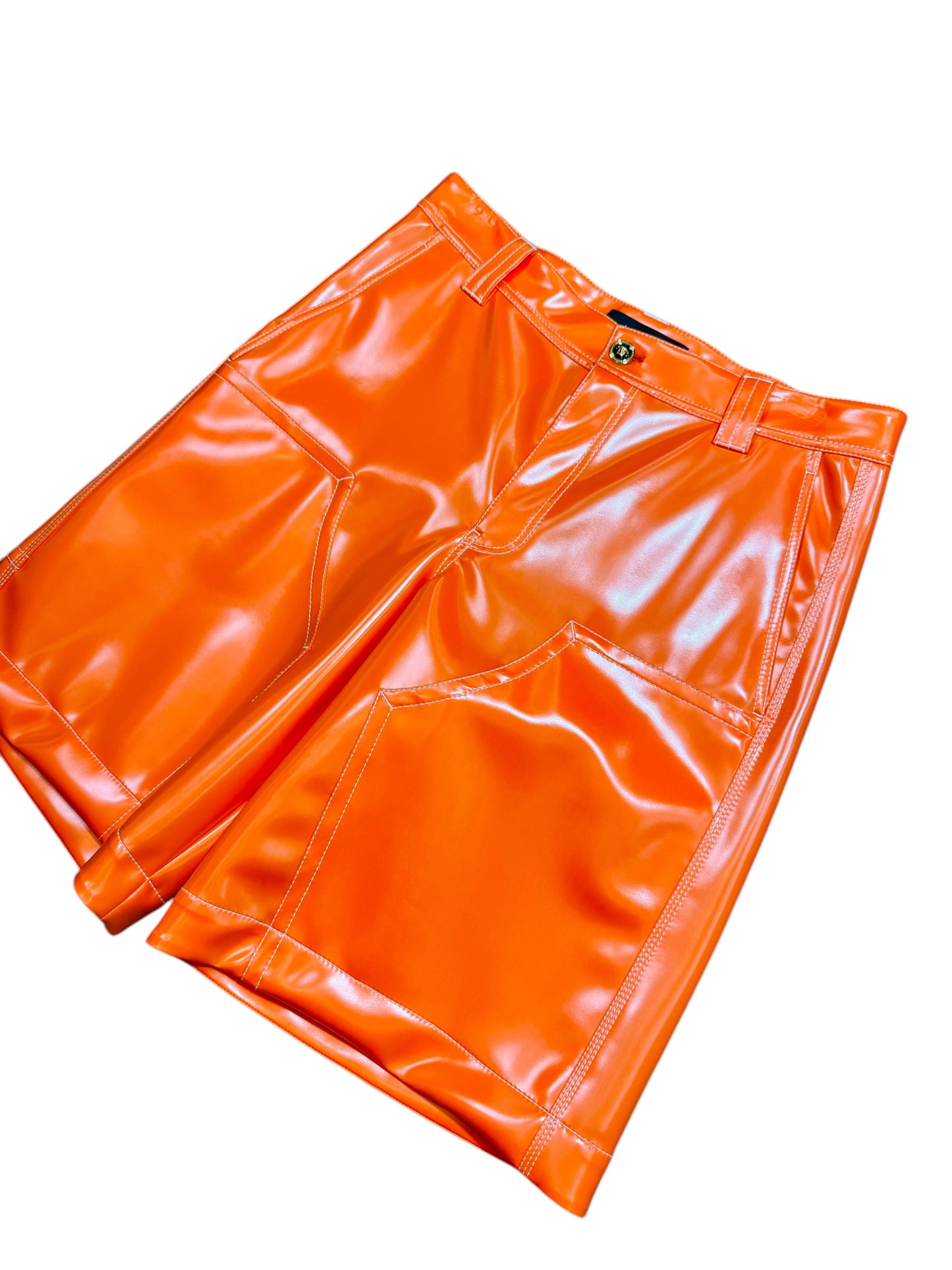 Versace Shorts Uomo Arancione – Effetto Lucido Gommato – Taglia 48