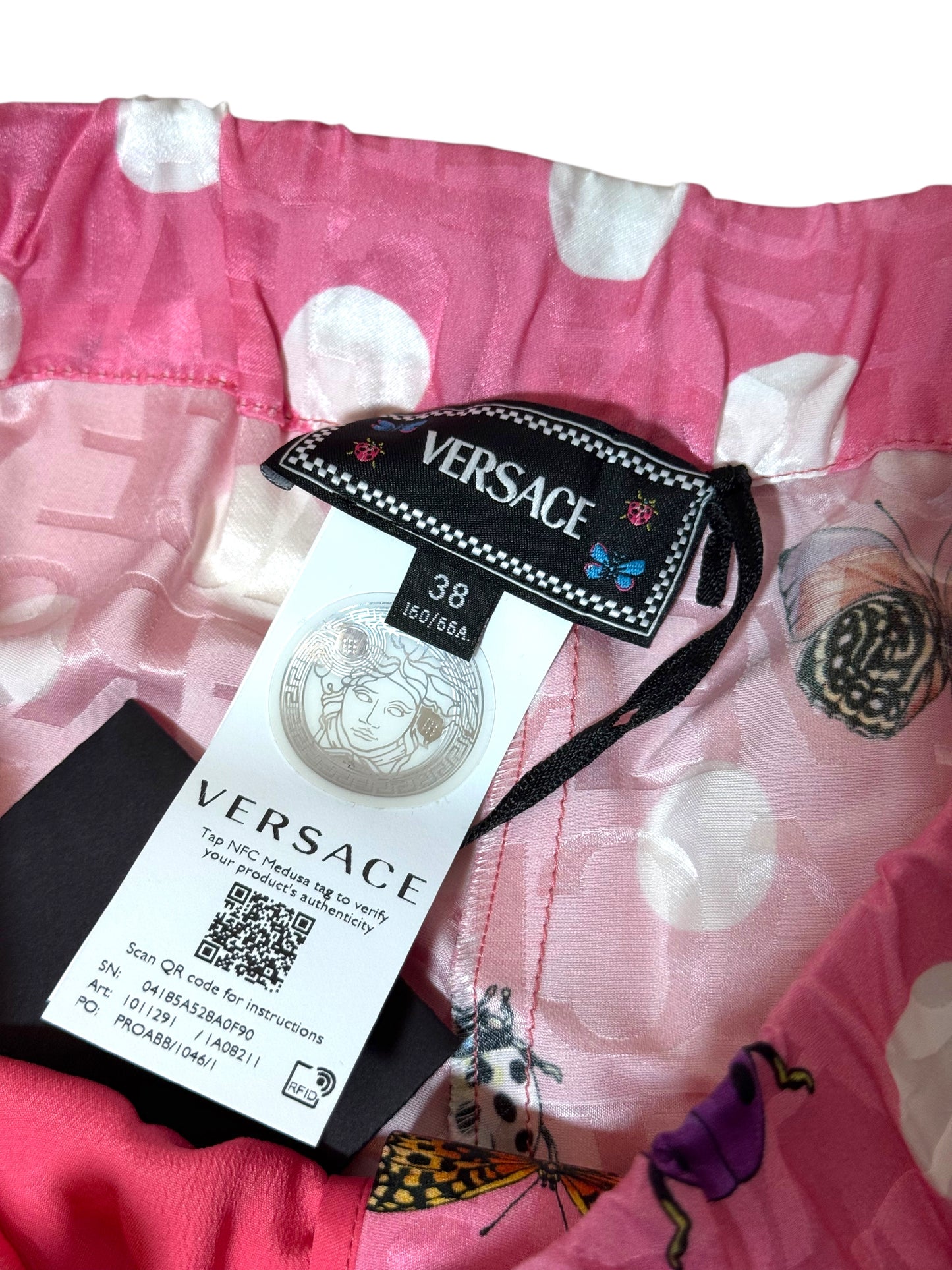 Shorts Versace Donna Taglia 38 – Rosa Pois con Farfalle & Coccinelle – Nuovi