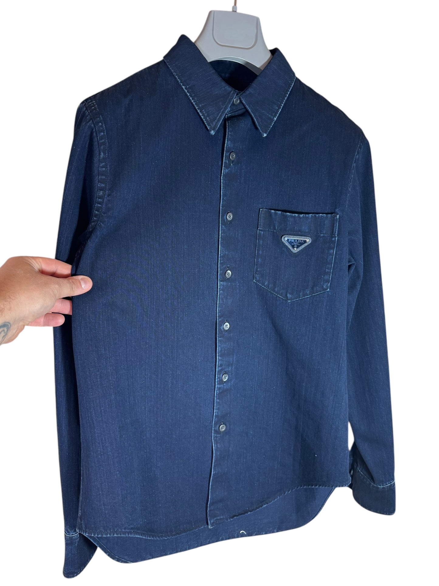 Camicia Prada Uomo Denim Blu 100% Cotone Taglia 39