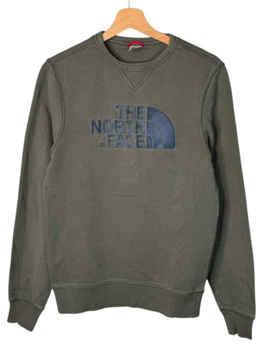 Felpa The North Face verde militare con logo ricamato Taglia XS