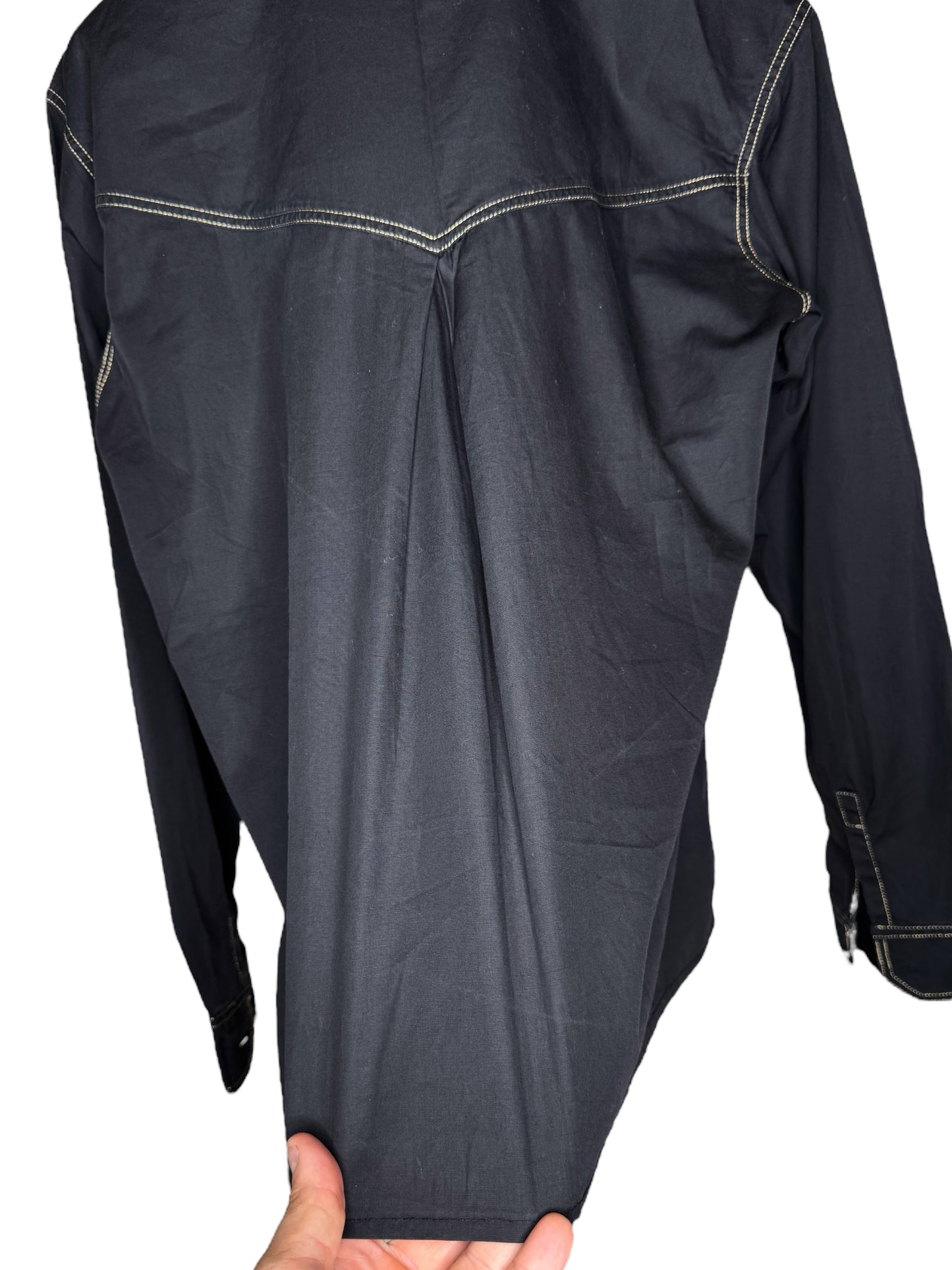 Camicia Vintage Versace Jeans Signature Nera – Bottoni Oro Medusa – Made in Italy – Taglia S