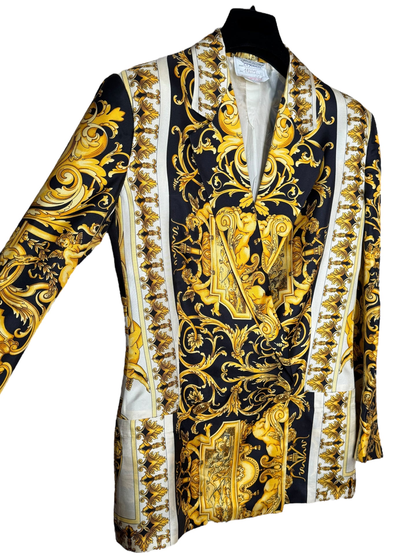 Gianni Versace Couture Blazer Vintage Anni ‘90 Barocco in Seta Donna IT 42
