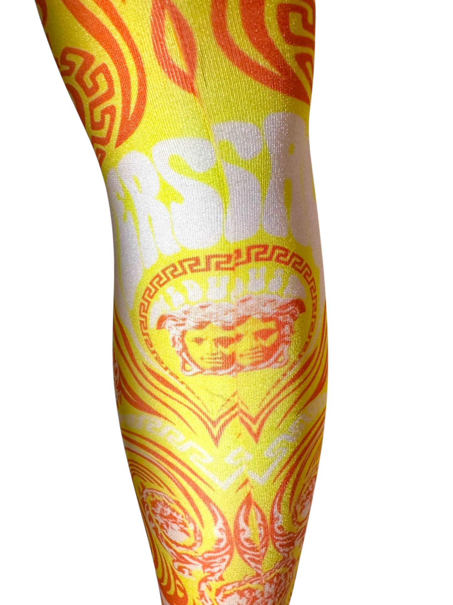 Collant Versace donna Medusa swirl giallo-arancio – Taglia M – Nuovi con cartellino